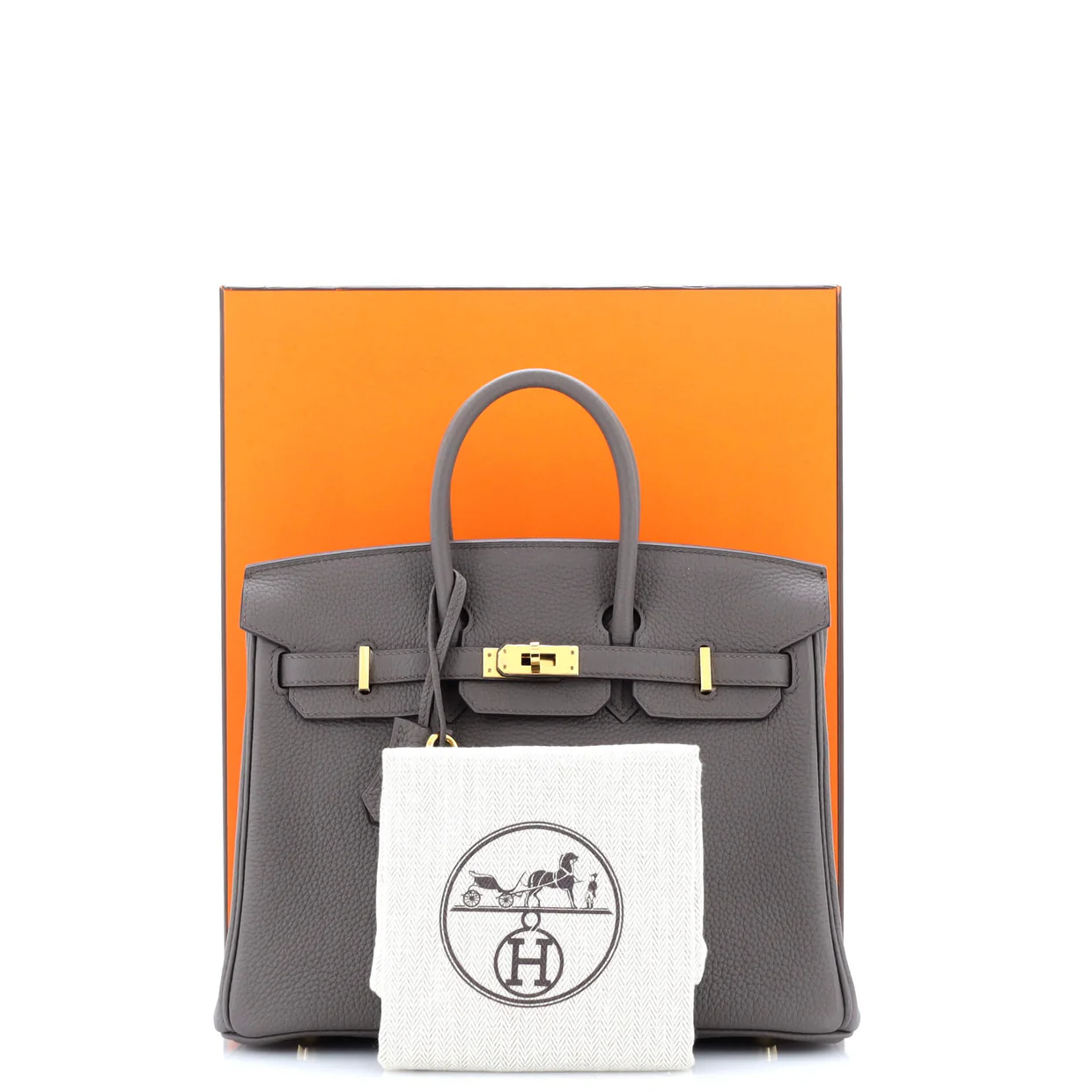 Birkin Handbag Grey Togo with Gold Hardware 25 - Deep Luxury