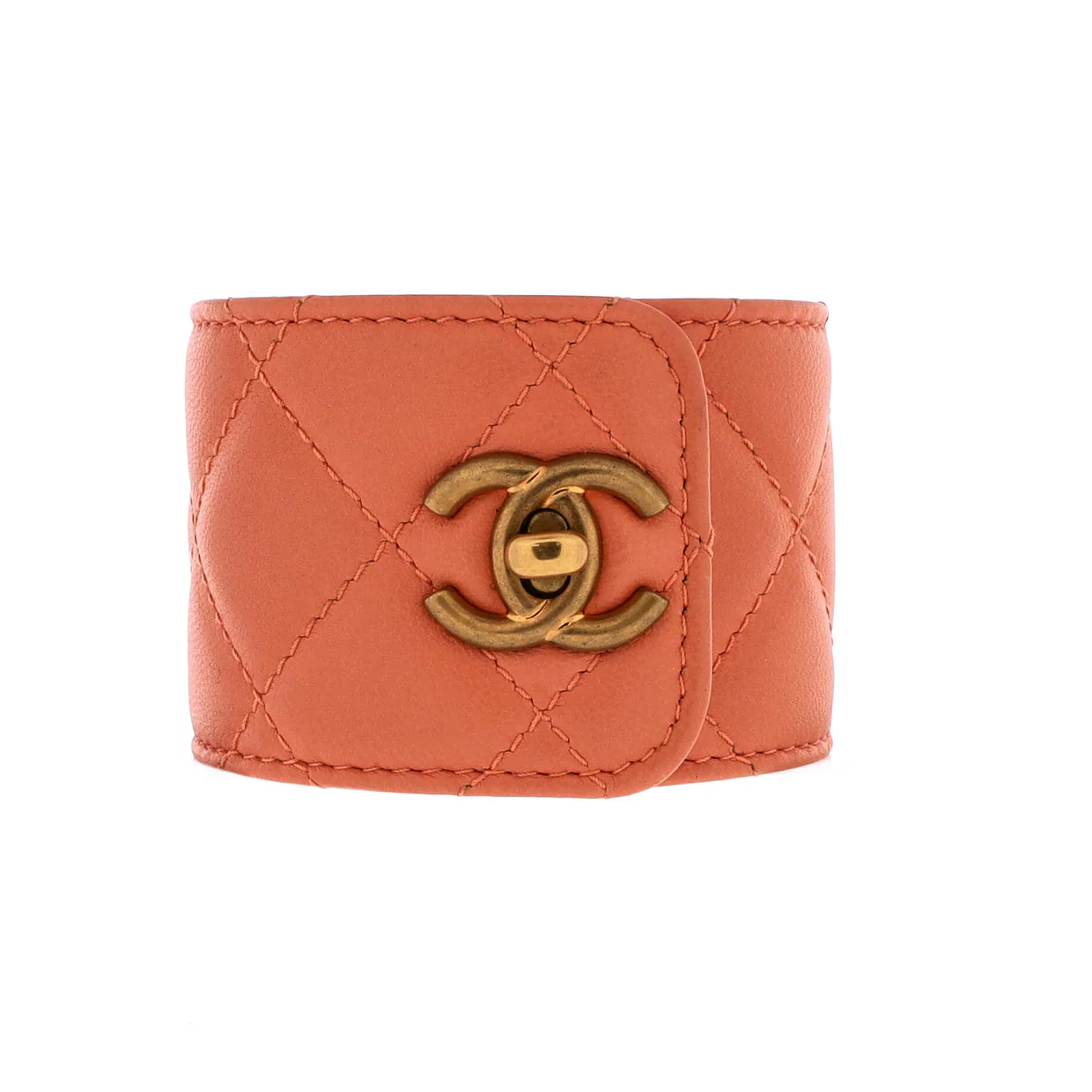 CC Turnlock Cuff Bracelet Quilted Leather with Metal - Deep Luxury