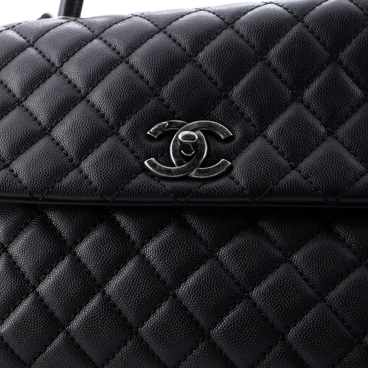 Coco Top Handle Bag Quilted Caviar Medium - Deep Luxury