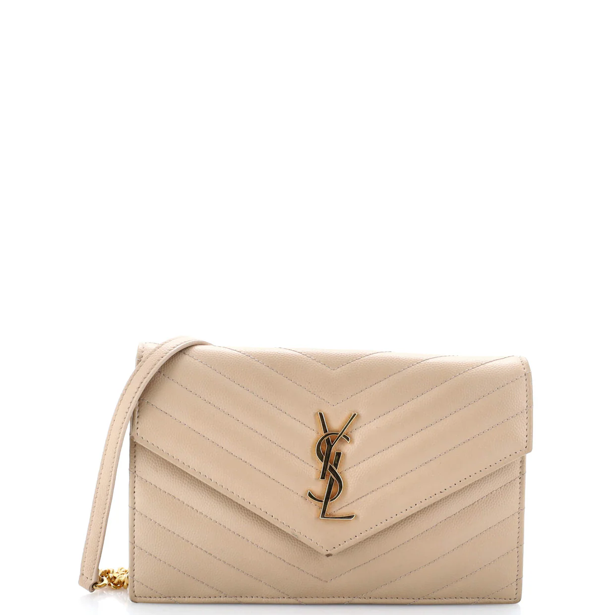 Classic Monogram Wallet on Chain Matelasse Chevron Leather Small - Deep Luxury