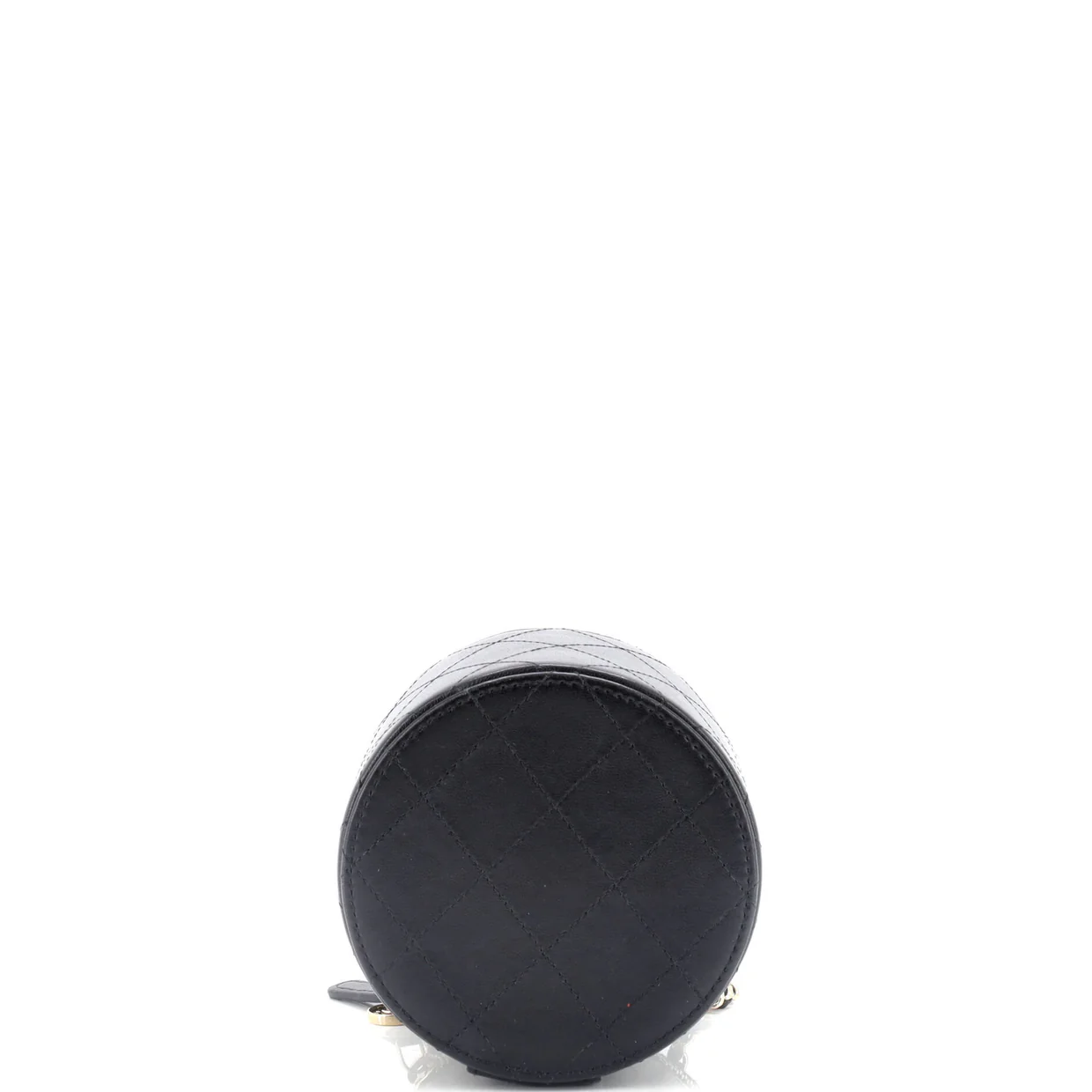 CC Round Vanity Case with Chain Quilted Lambskin Mini - Deep Luxury