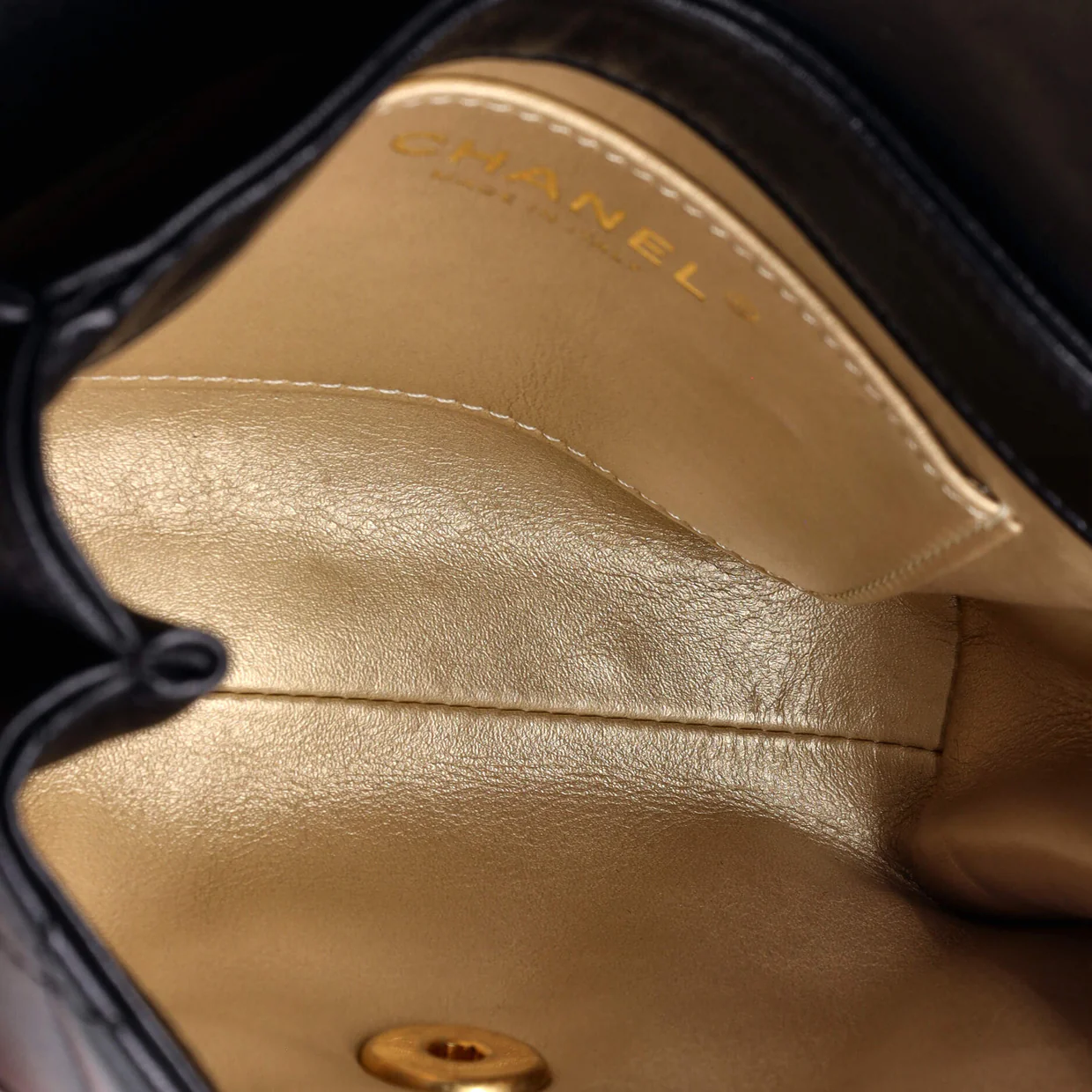 Crystal Logo Letters Chain Handle Flap Bag Quilted Lambskin Mini - Deep Luxury