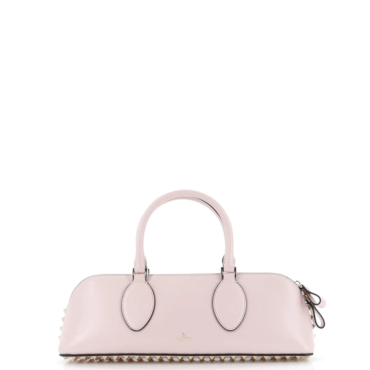 Rockstud Zip Up Top Handle Bag Leather East West - Deep Luxury