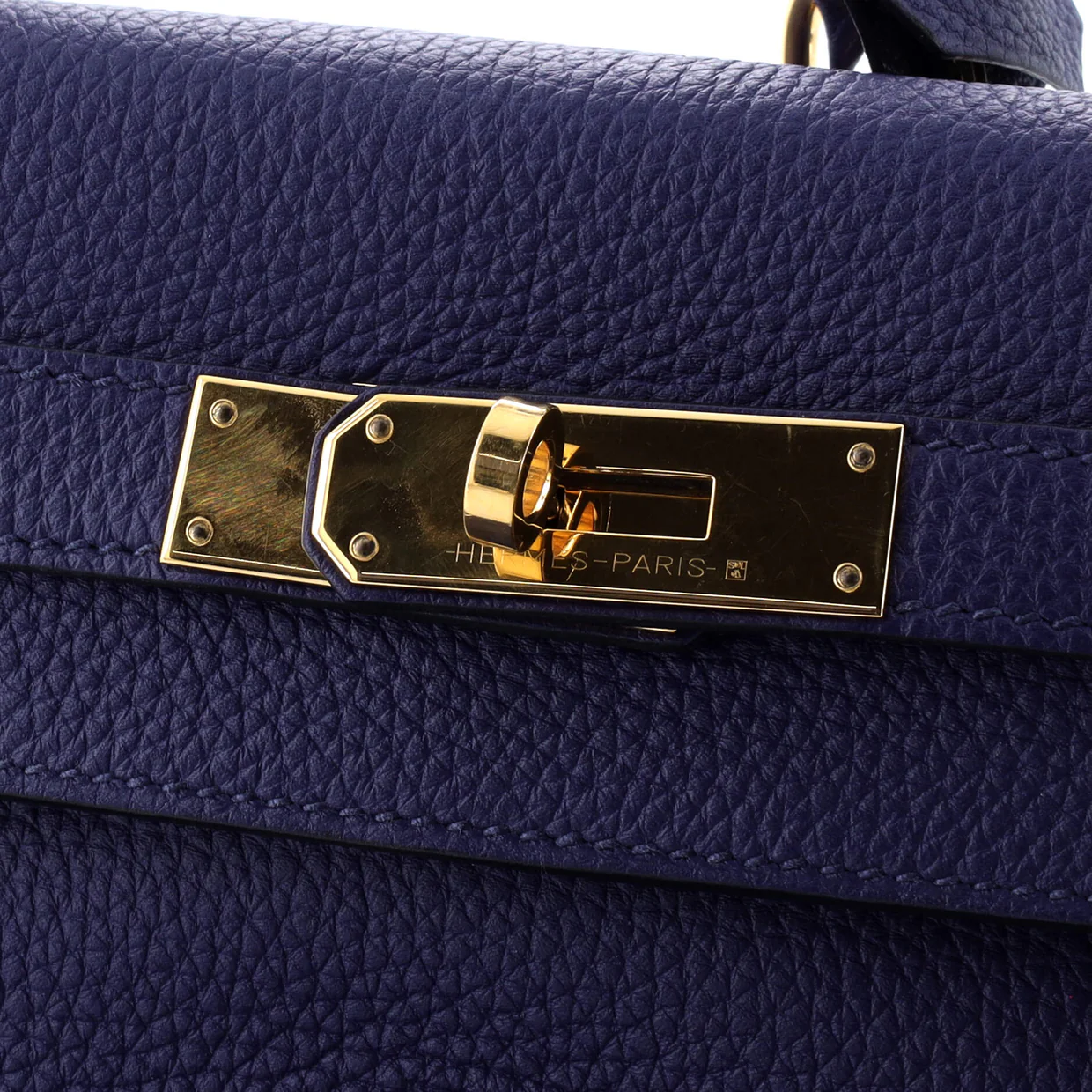 Kelly Handbag Bleu Encre Togo with Gold Hardware 28 - Deep Luxury