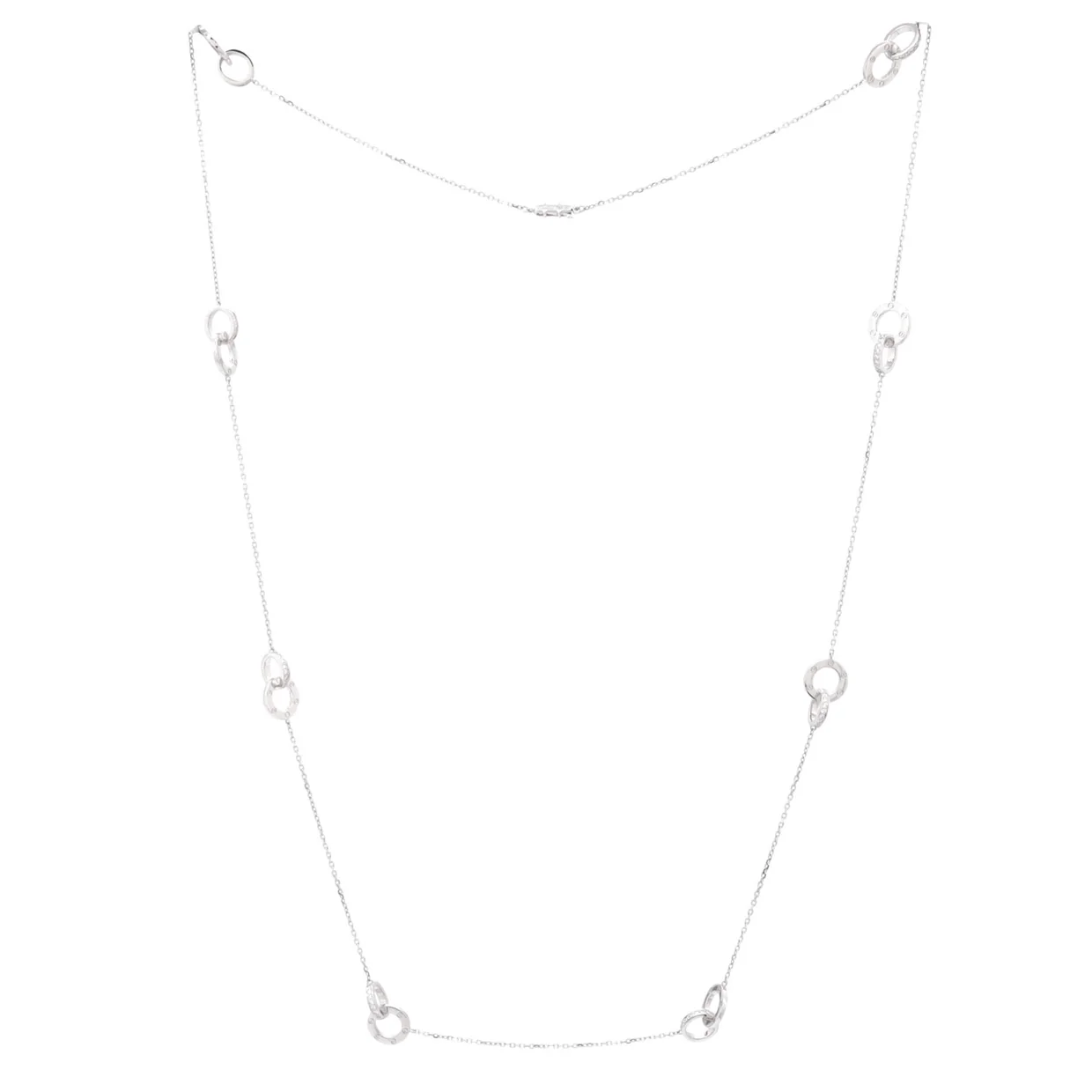 Love Interlocking Station Necklace 18K White Gold and Diamonds - Deep Luxury
