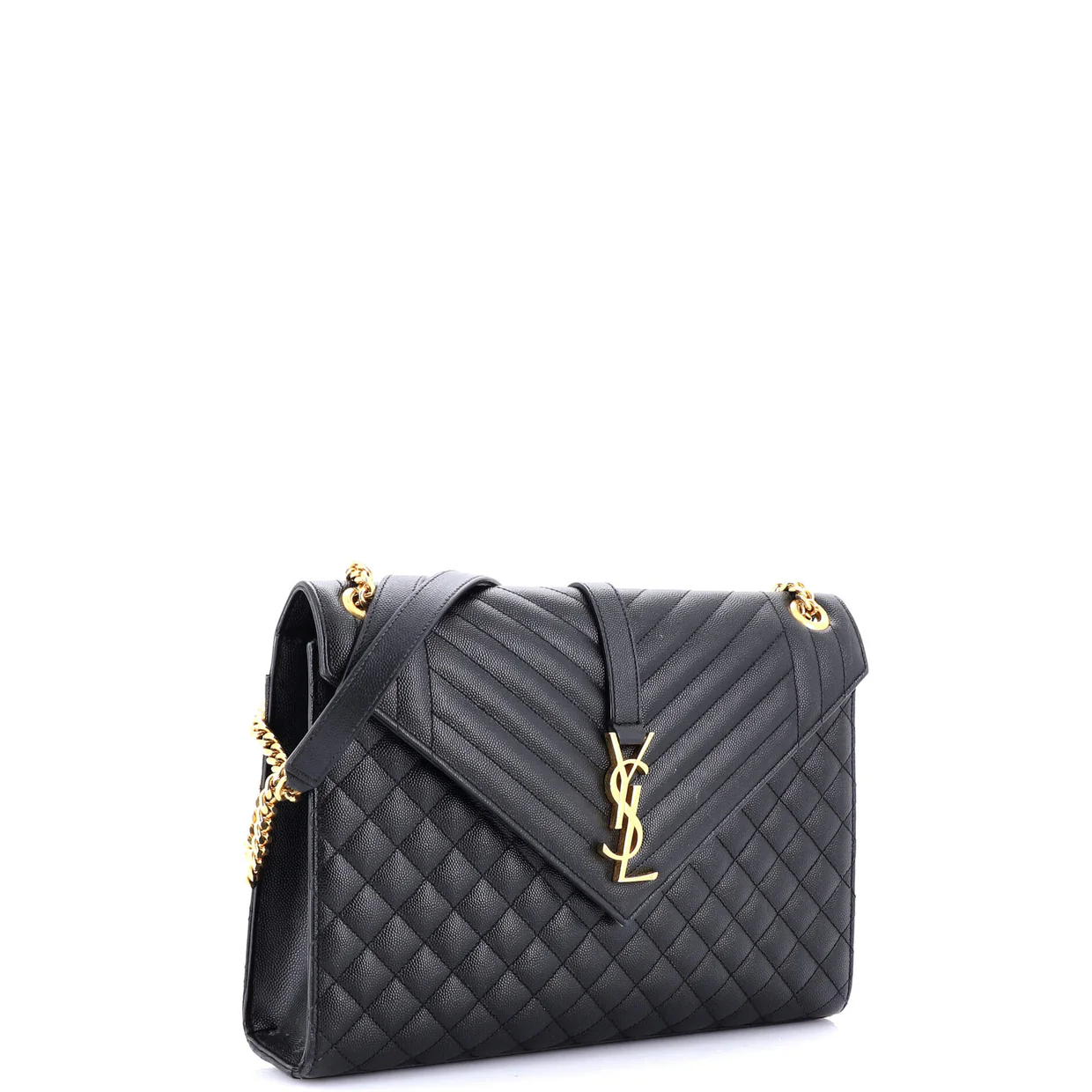 Classic Monogram Envelope Satchel Mixed Matelasse Leather Large - Deep Luxury