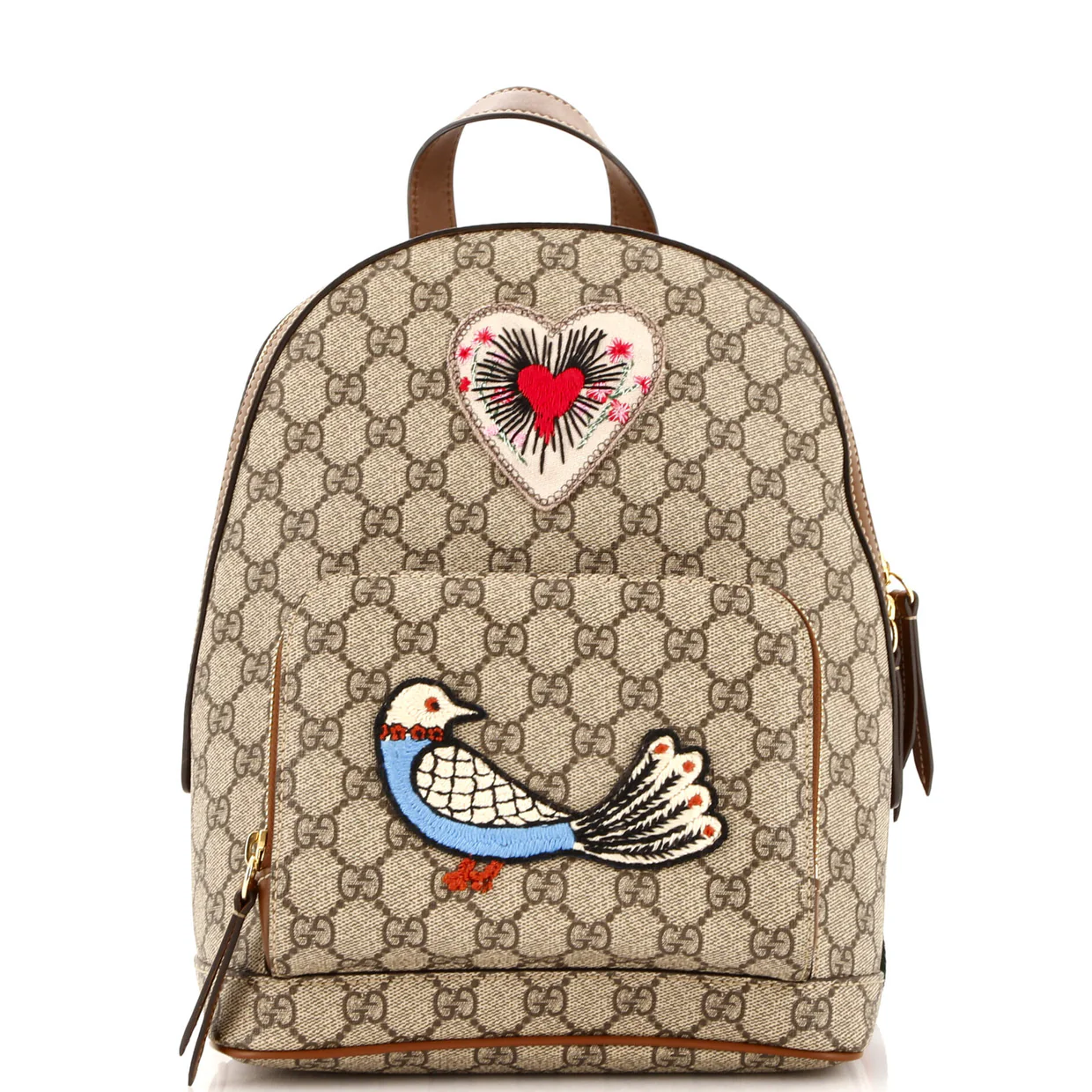 Zip Pocket Backpack Embroidered GG Coated Canvas Small - Deep Luxury