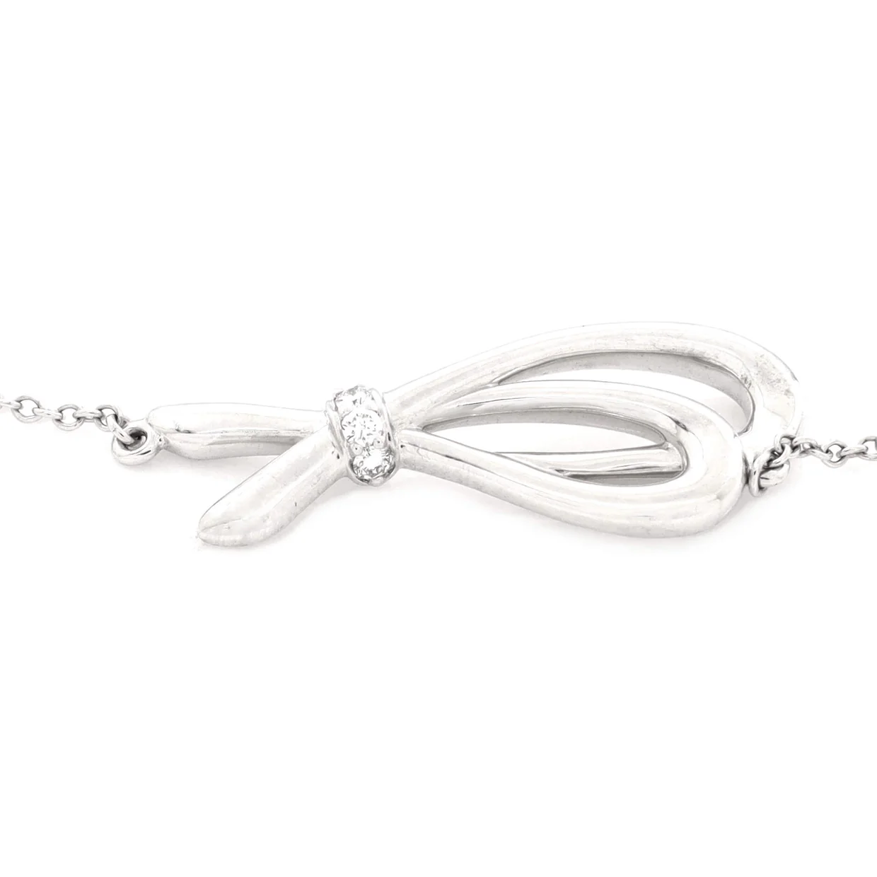 Bow Knot Chain Bracelet 18K White Gold and Diamonds Small - Deep Luxury