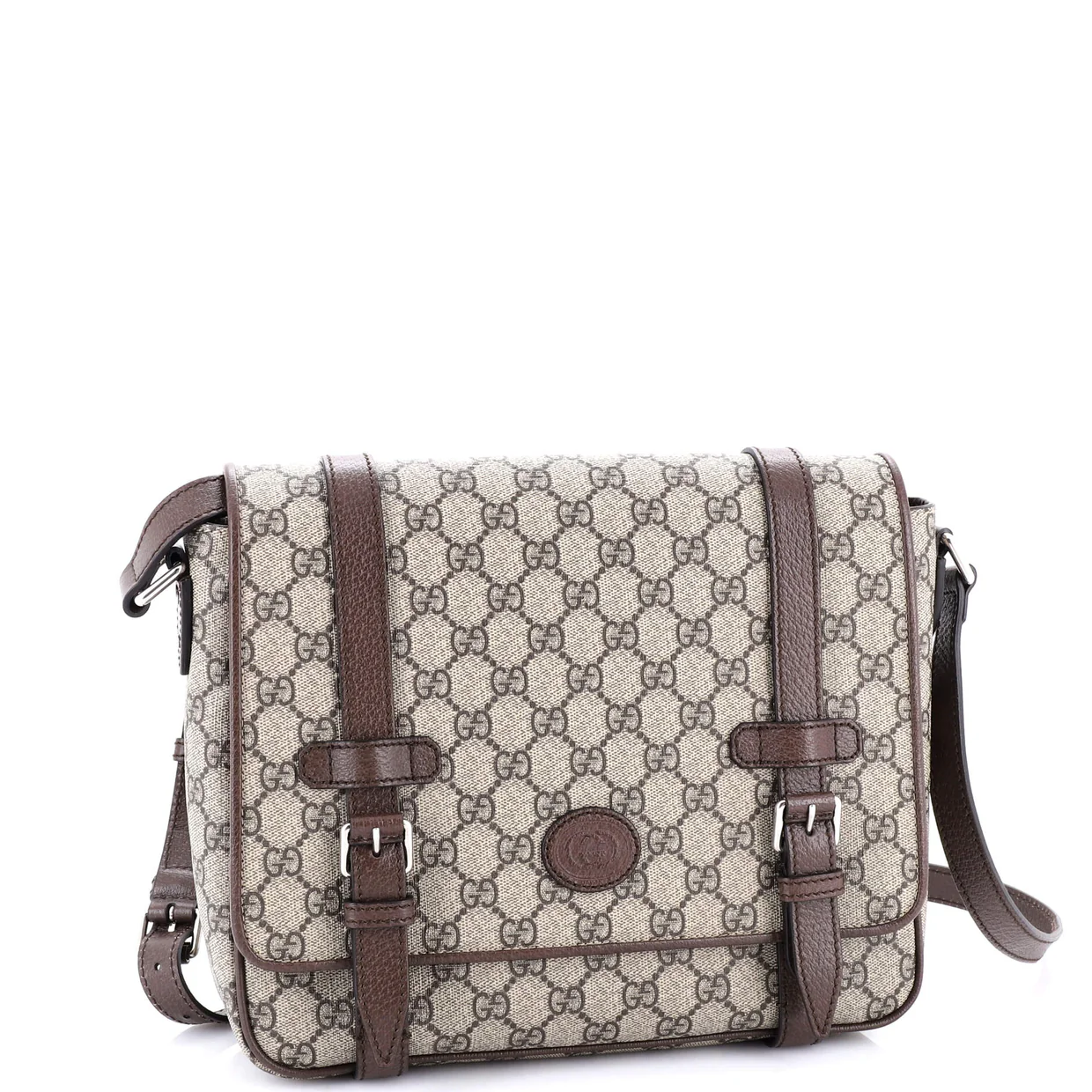 Interlocking G Patch Messenger Bag GG Coated Canvas Medium - Deep Luxury