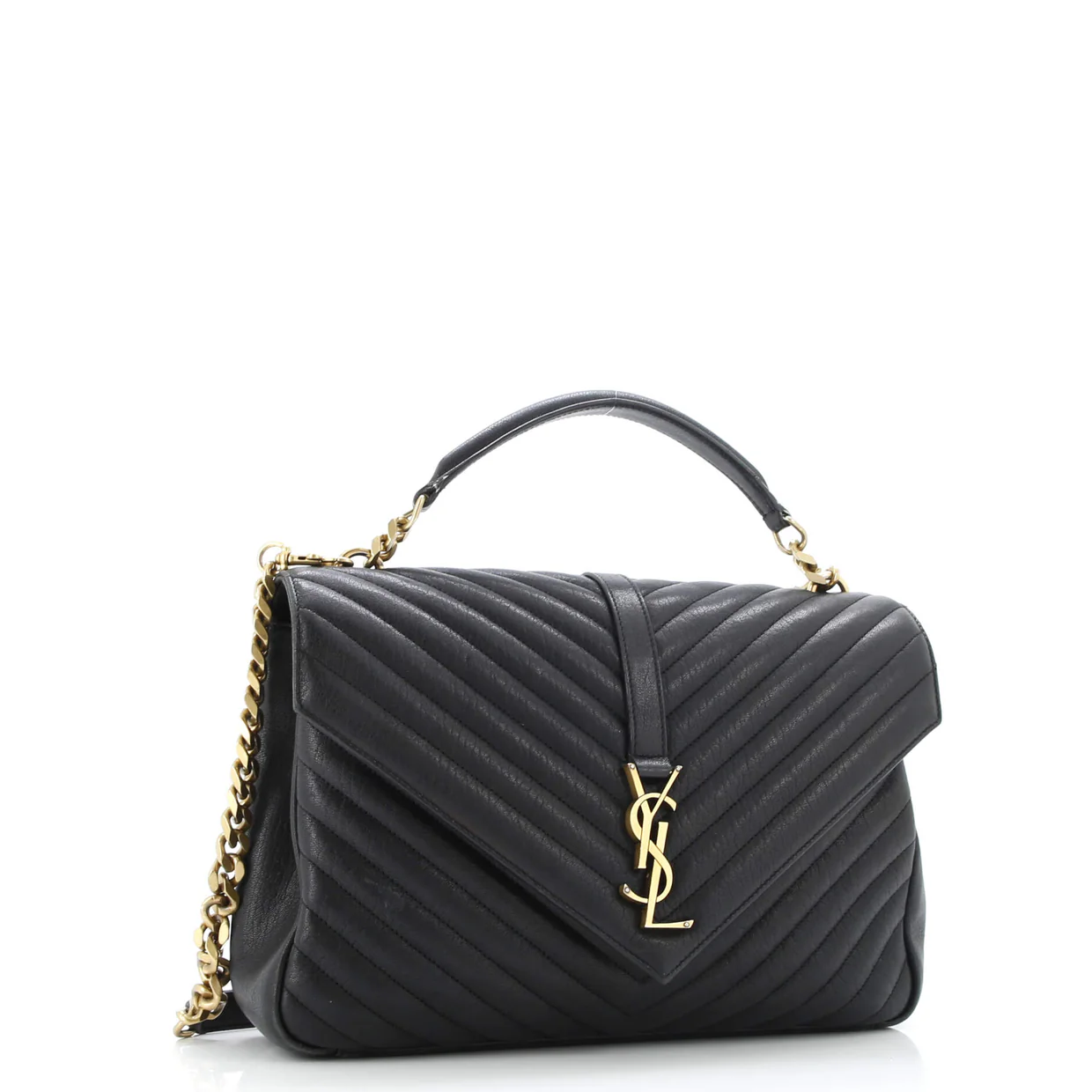 Classic Monogram College Bag Matelasse Chevron Leather Large - Deep Luxury