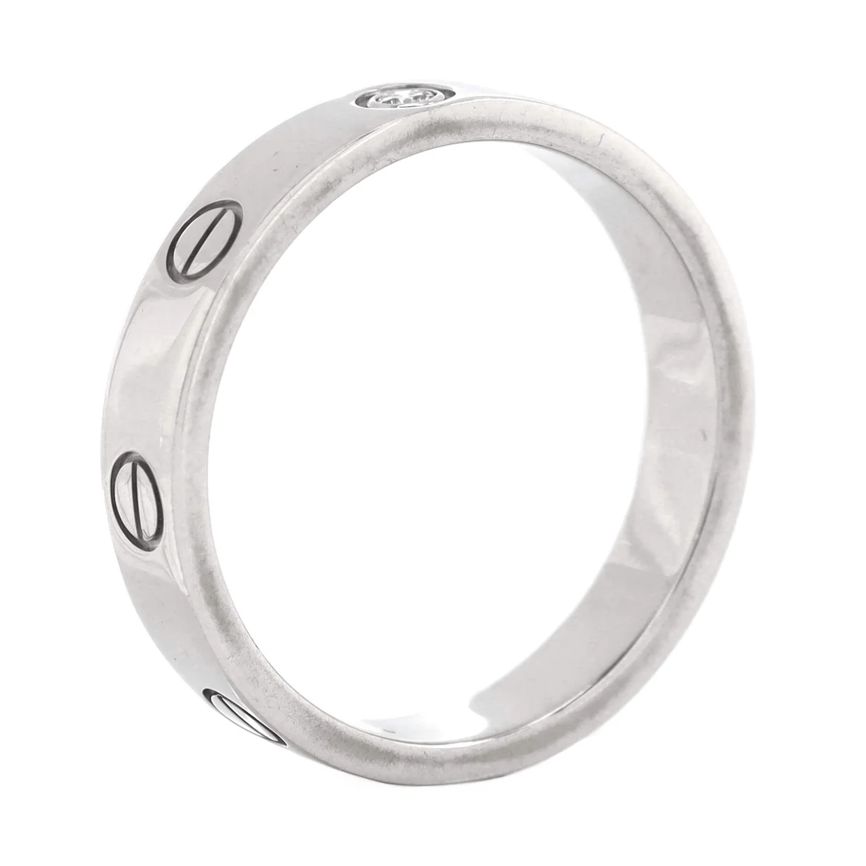 Love Wedding Band 1 Diamond Ring 18K White Gold with Diamond - Deep Luxury
