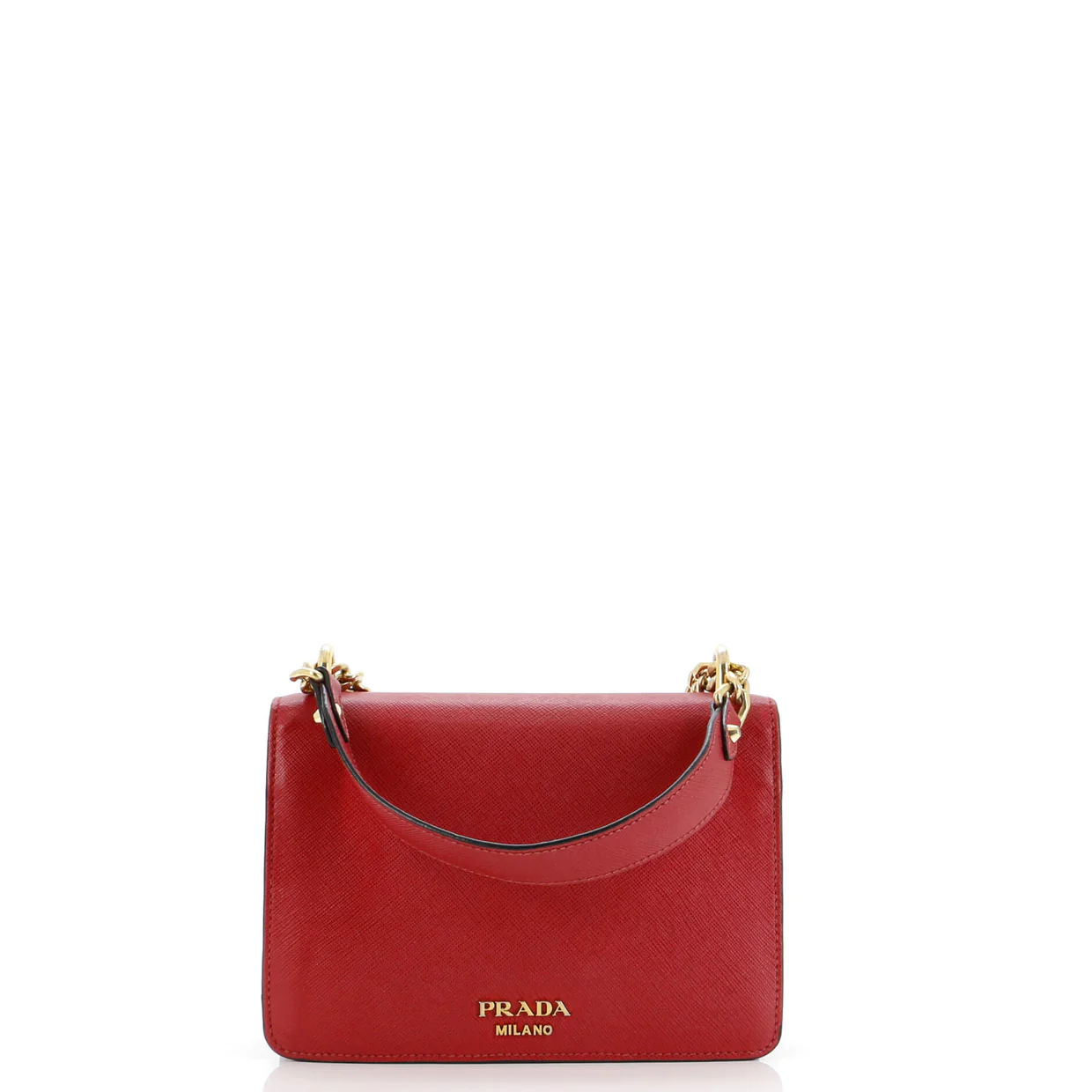 Flip Lock Chain Shoulder Bag Saffiano Leather Small - Deep Luxury