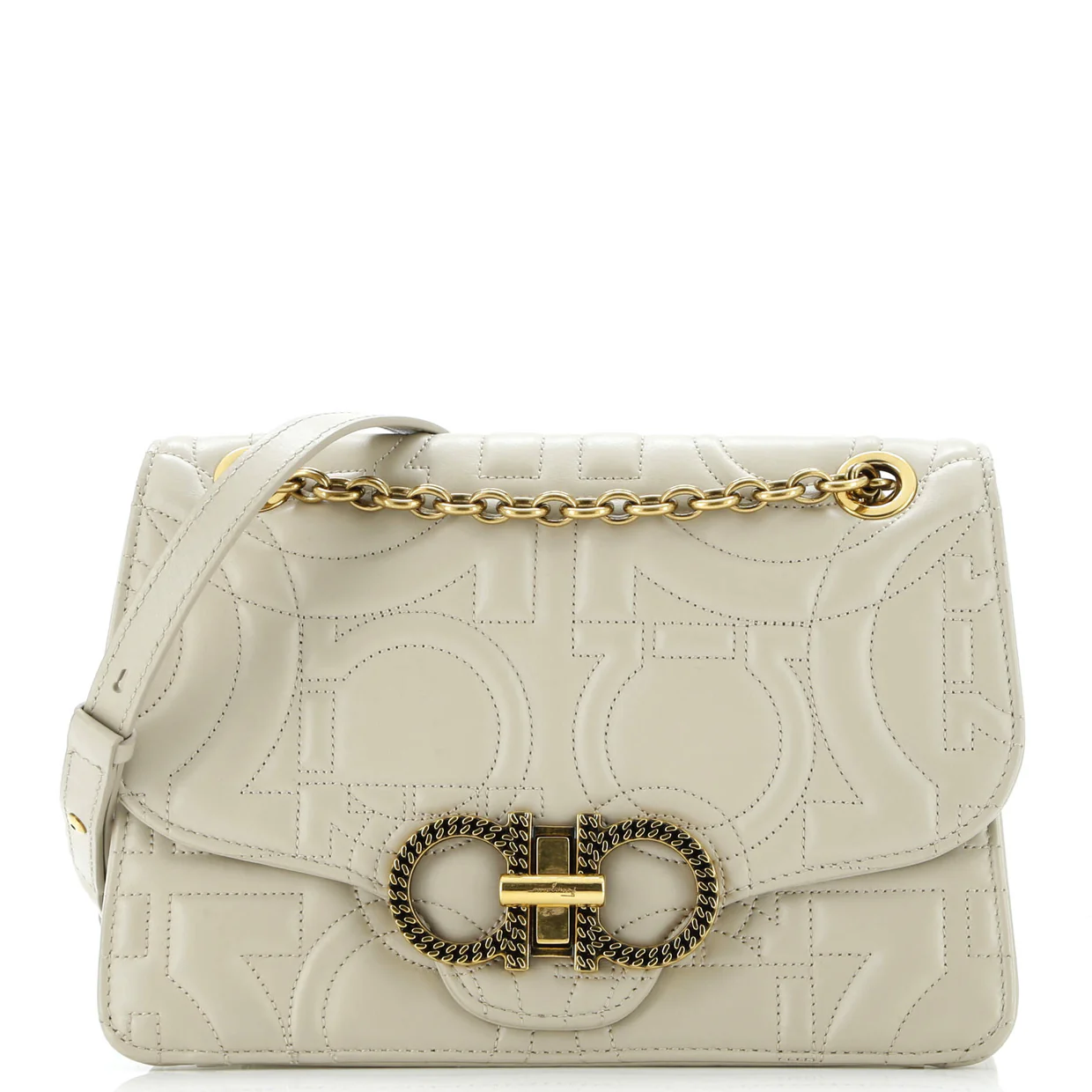 Gancini Turnlock Flap Bag Gancini Quilted Leather Medium - Deep Luxury