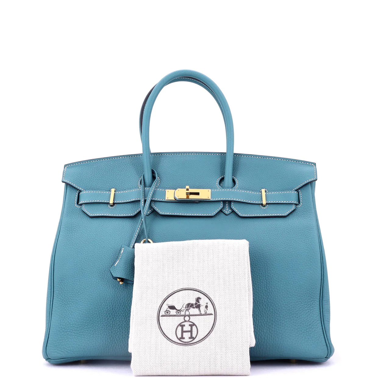 Birkin Handbag Bleu Jean Togo with Gold Hardware 35 - Deep Luxury