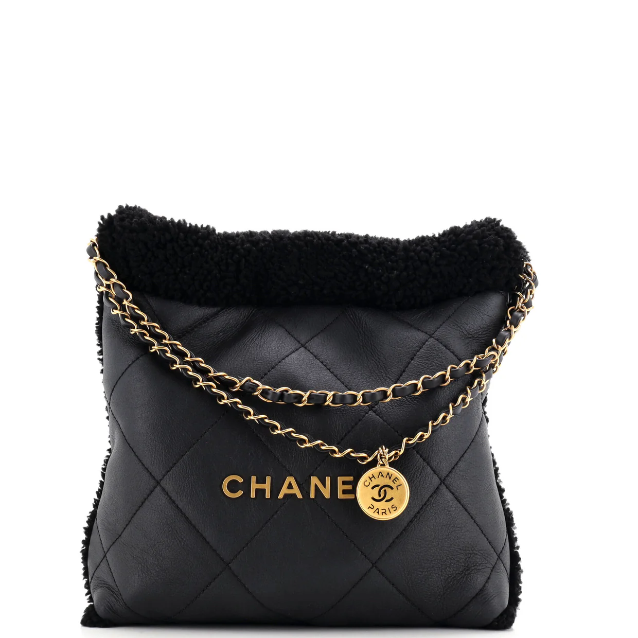 22 Chain Hobo Quilted Lambskin with Shearling Small - Deep Luxury