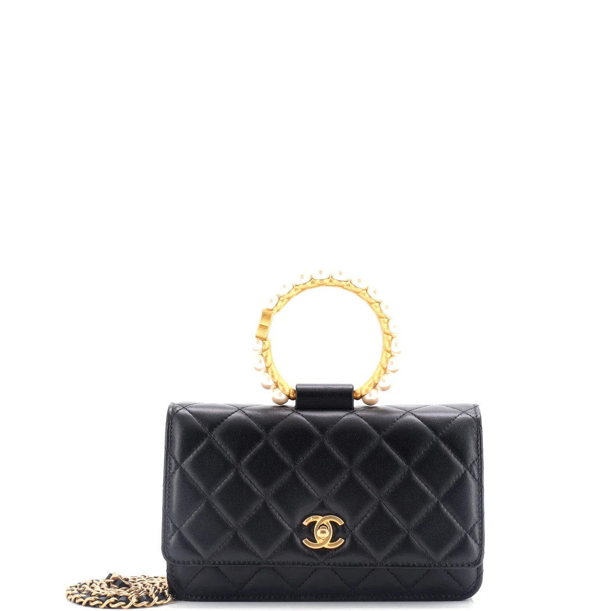 Pearl Crown Wallet on Chain Quilted Lambskin - Deep Luxury