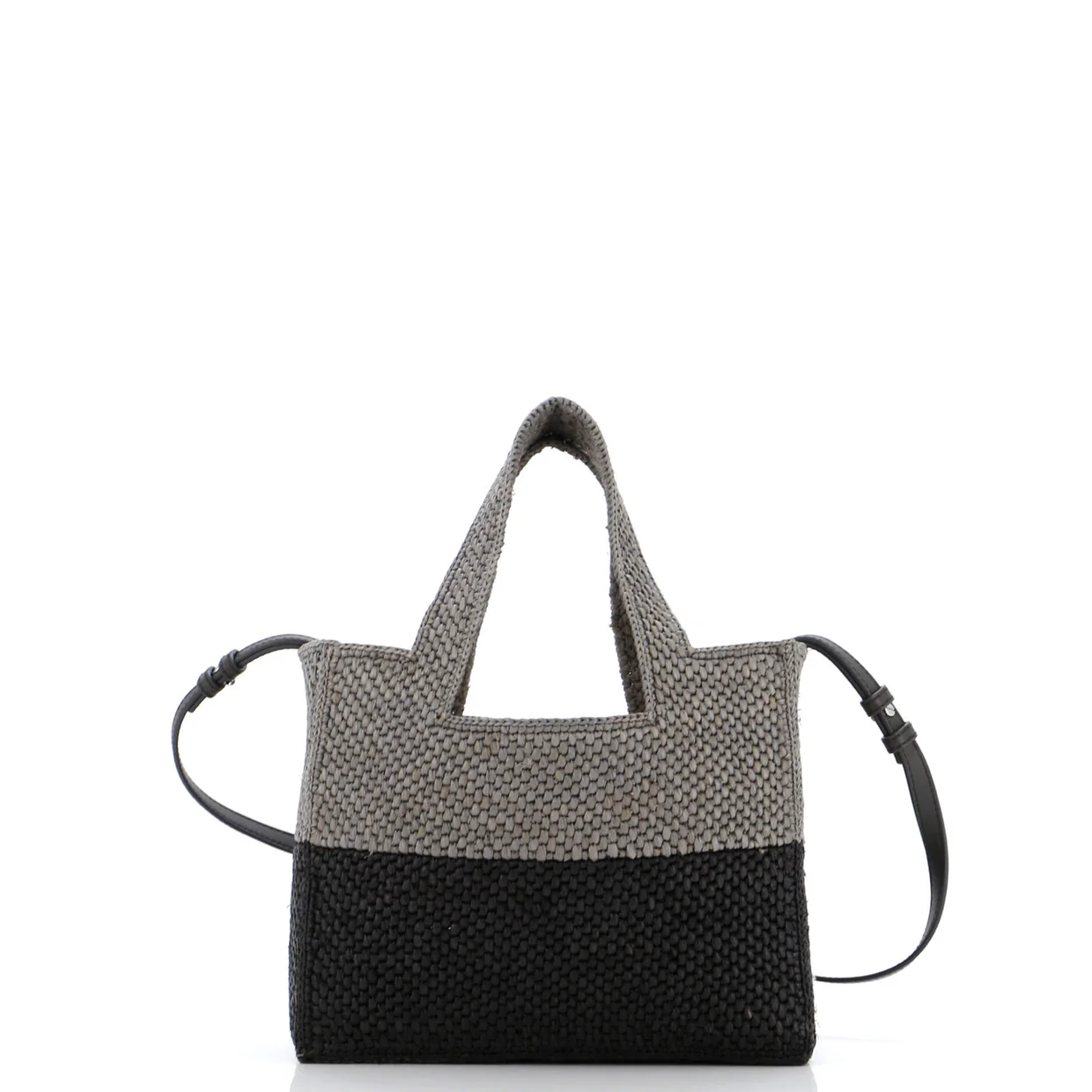 Embroidered Logo Convertible Tote Raffia Small - Deep Luxury