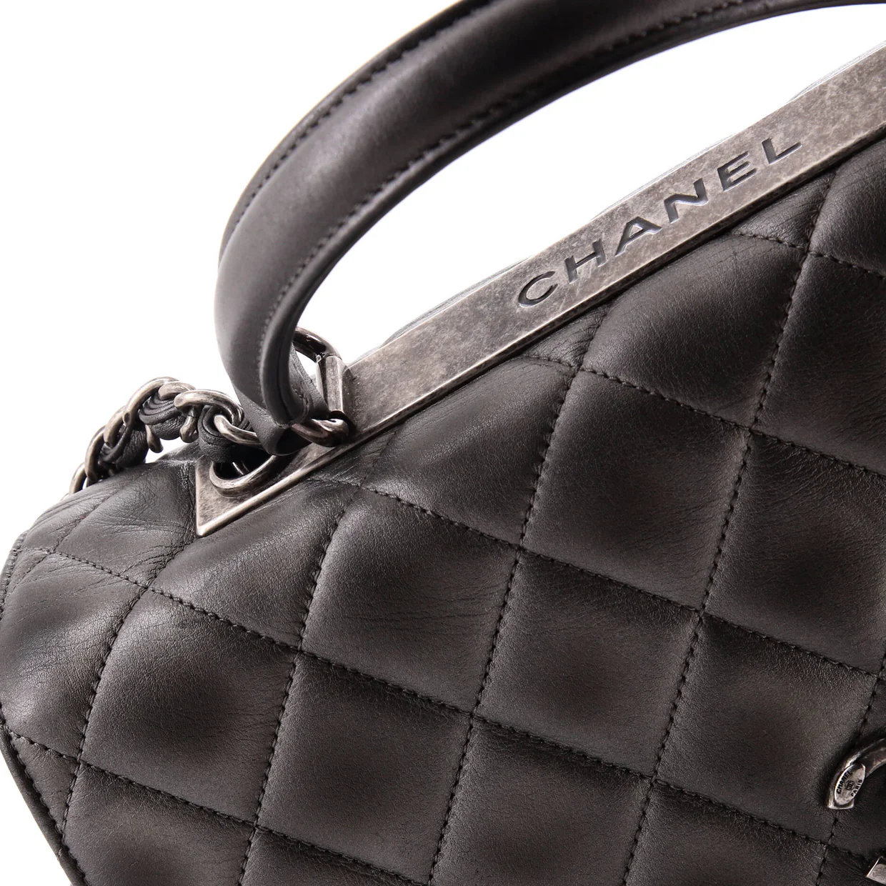 Trendy CC Top Handle Bag Quilted Lambskin Large - Deep Luxury