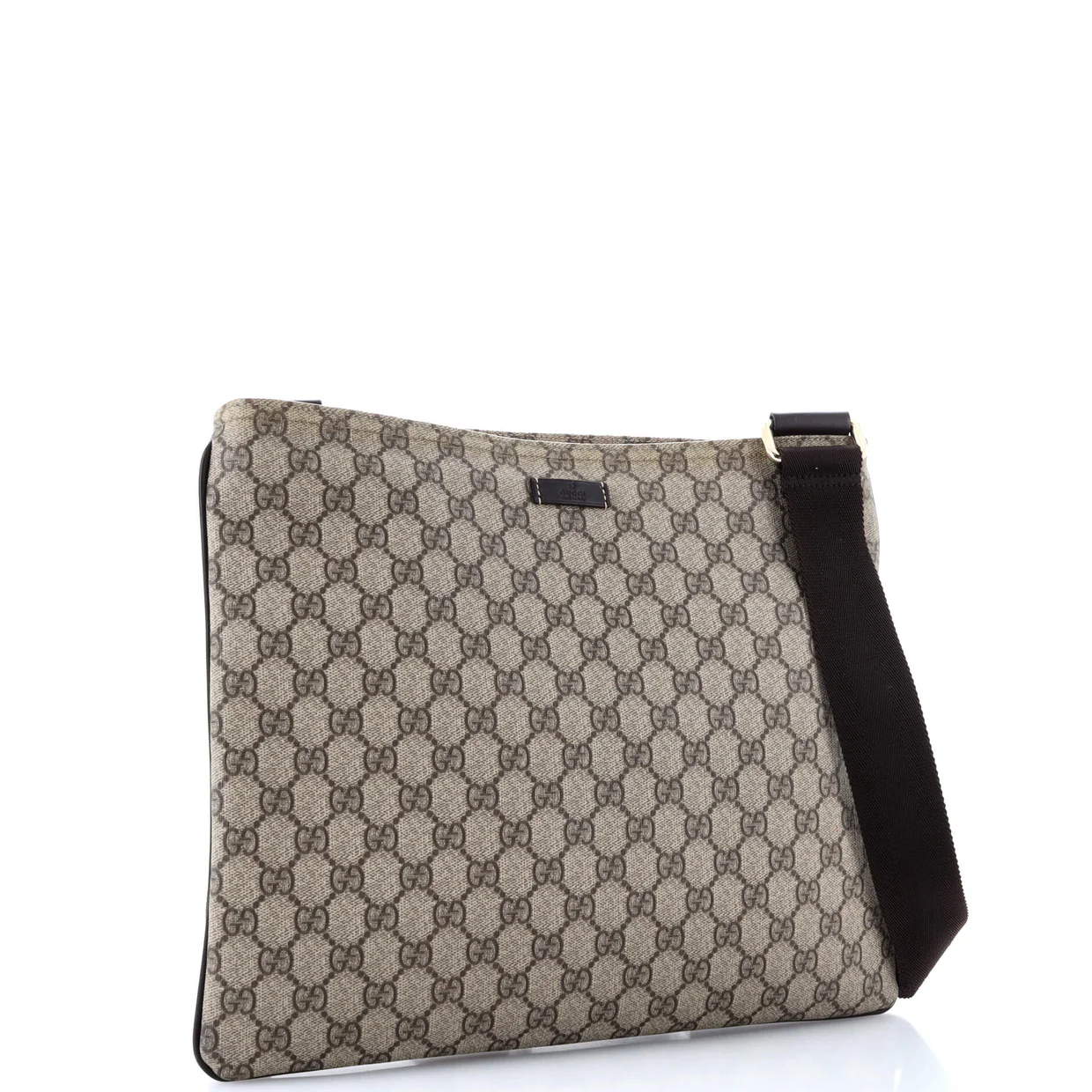 Zip Top Messenger Bag GG Coated Canvas Large - Deep Luxury