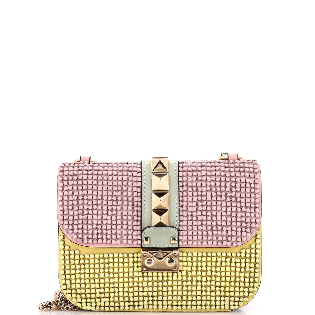 Glam Lock Shoulder Bag Embellished Leather Small - Deep Luxury