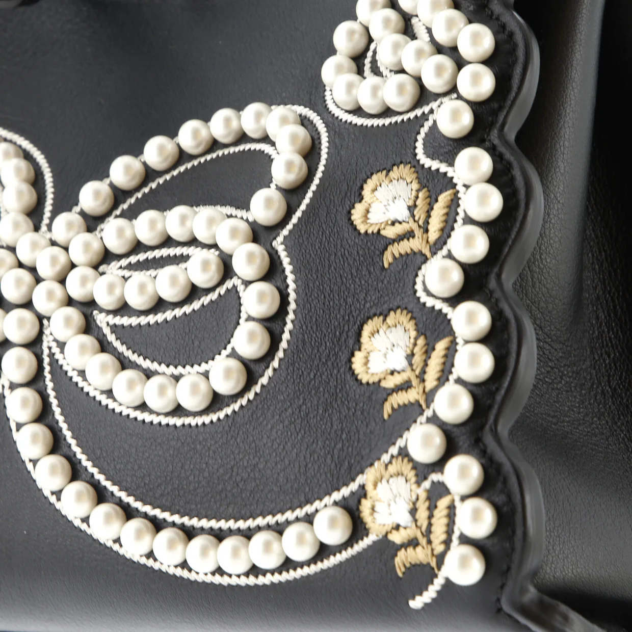 Peekaboo Bag Pearl Embellished Leather Mini - Deep Luxury