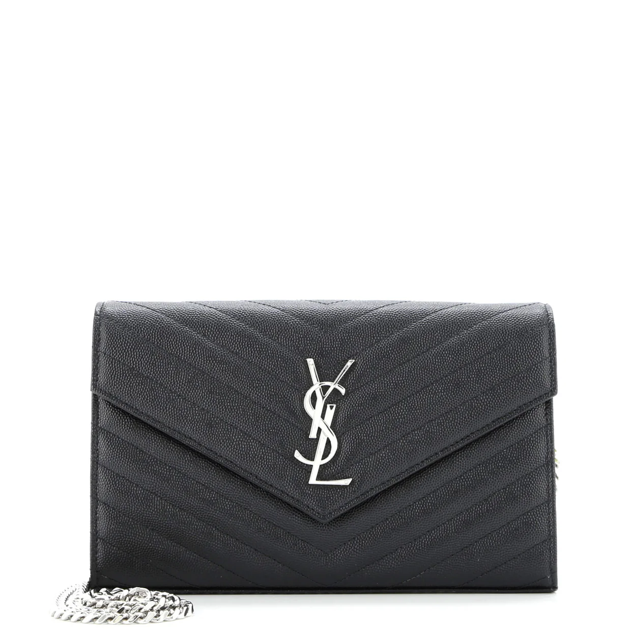 Classic Monogram Wallet on Chain Matelasse Chevron Leather Medium - Deep Luxury