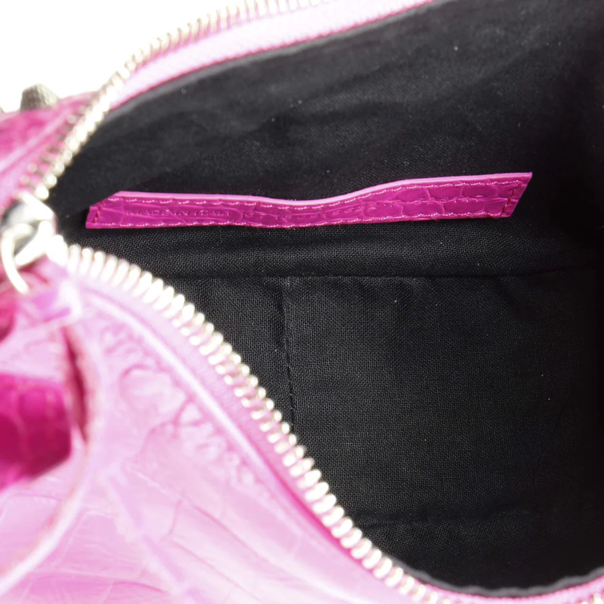 Le Cagole Giant Studs Shoulder Bag Crocodile Embossed Leather XS - Deep Luxury