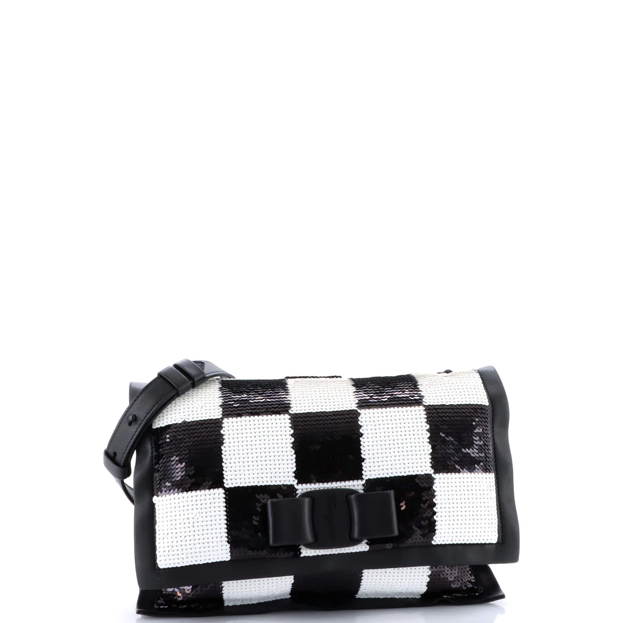 Viva Bow Flap Bag Sequin Embellished Leather Small - Deep Luxury