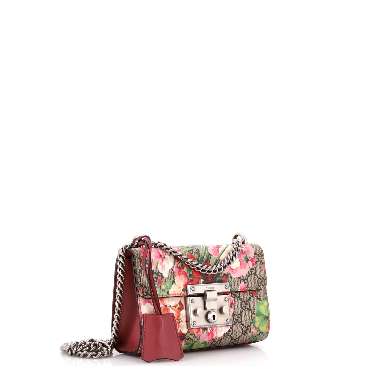 Padlock Shoulder Bag Blooms Print GG Coated Canvas Small - Deep Luxury