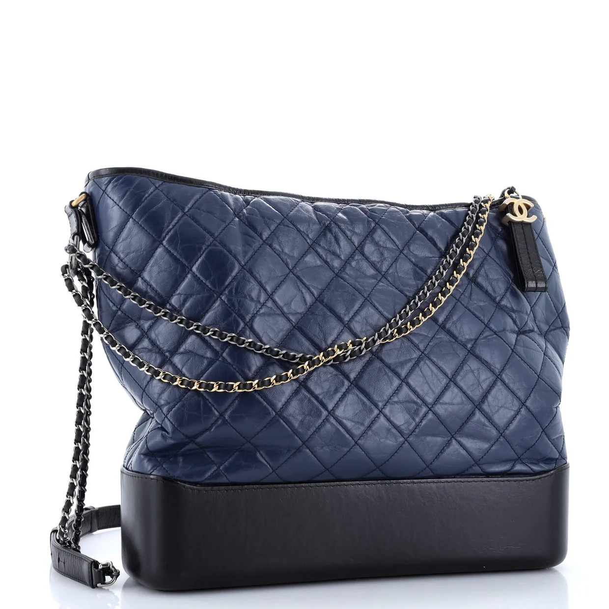 Bicolor Gabrielle Hobo Quilted Aged Calfskin Large - Deep Luxury
