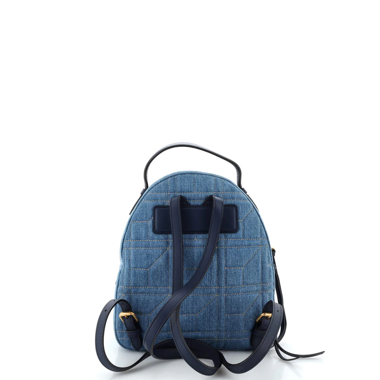 Pearly GG Marmont Backpack Embellished Matelasse Denim Small - Deep Luxury
