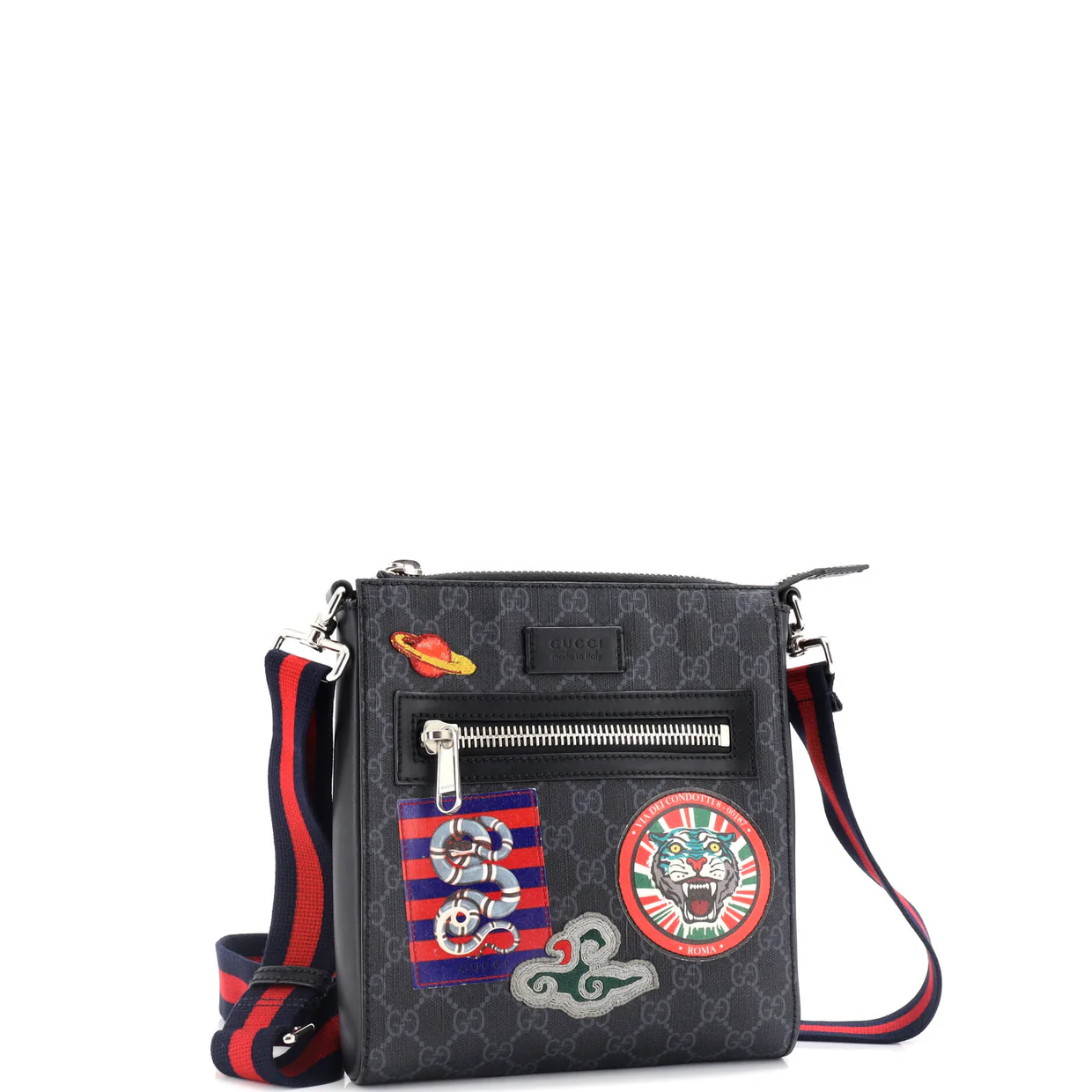 Night Courrier Zip Messenger GG Coated Canvas with Applique Small - Deep Luxury