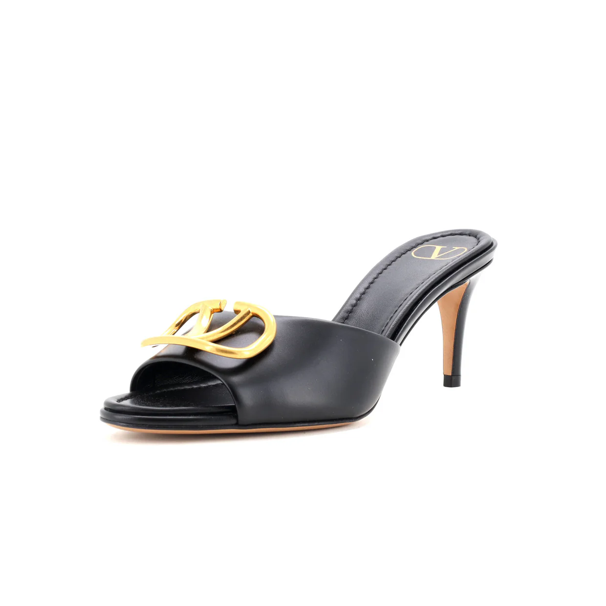 Women's VLogo Heeled Slide Sandals Leather - Deep Luxury