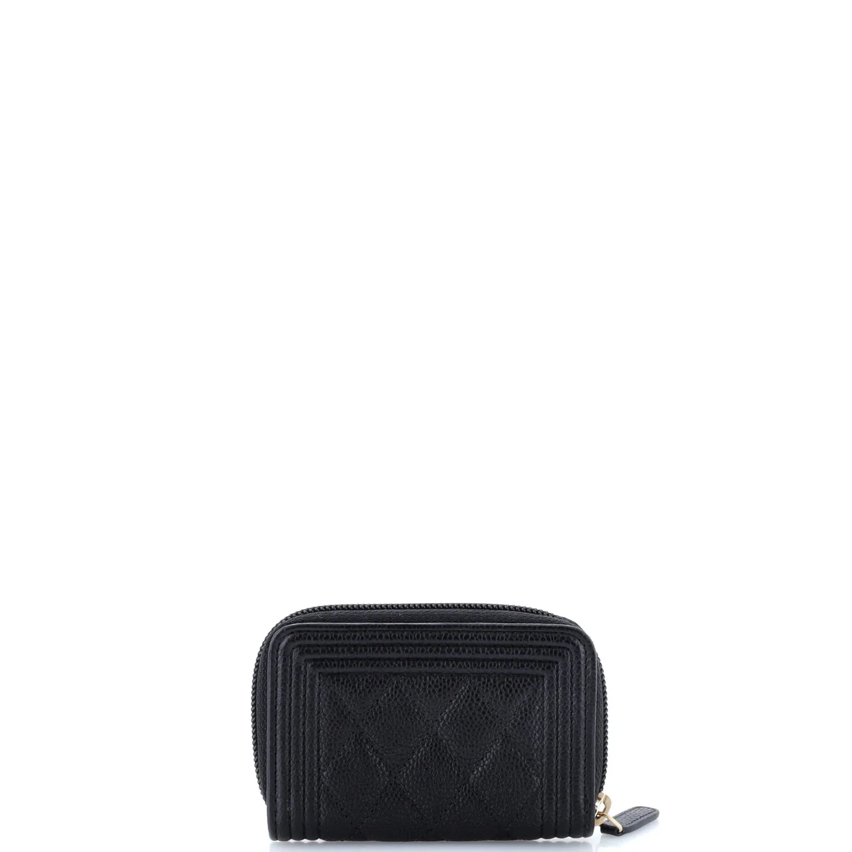 Boy Zip Around Wallet Quilted Caviar Small - Deep Luxury