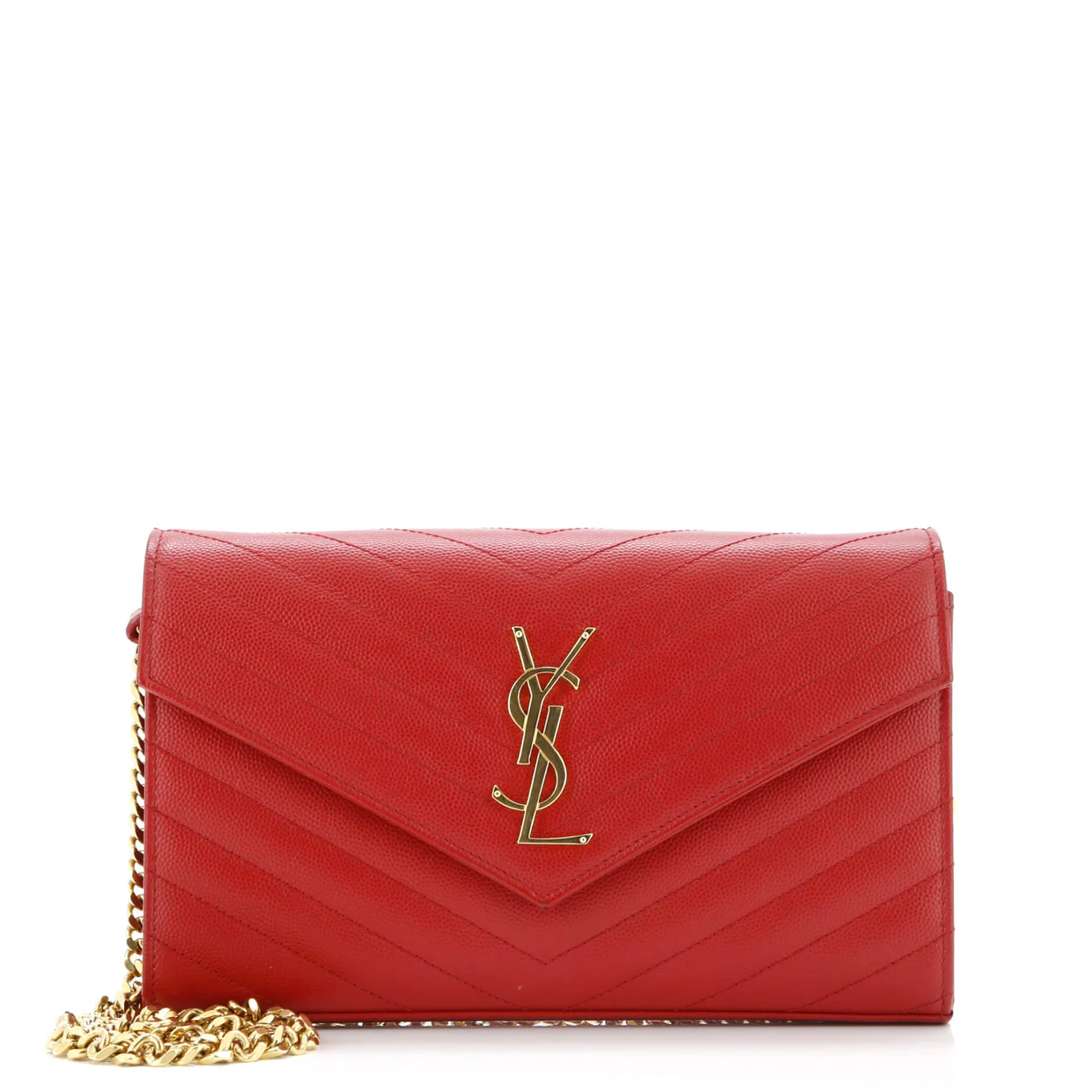 Classic Monogram Wallet on Chain Matelasse Chevron Leather Medium - Deep Luxury