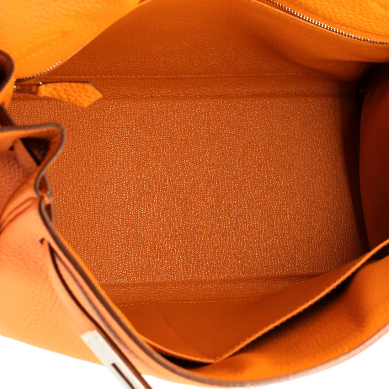 Kelly Handbag Orange H Clemence with Palladium Hardware 28 - Deep Luxury