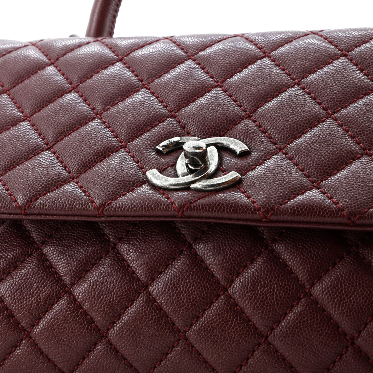Coco Top Handle Bag Quilted Caviar Small - Deep Luxury