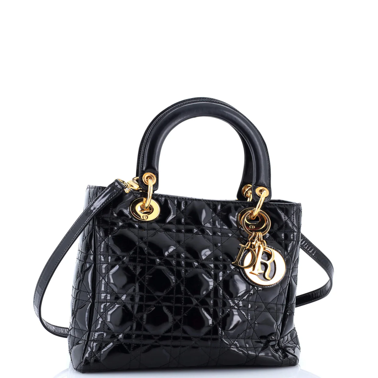 Vintage Lady Dior Bag Cannage Quilt Patent Medium - Deep Luxury