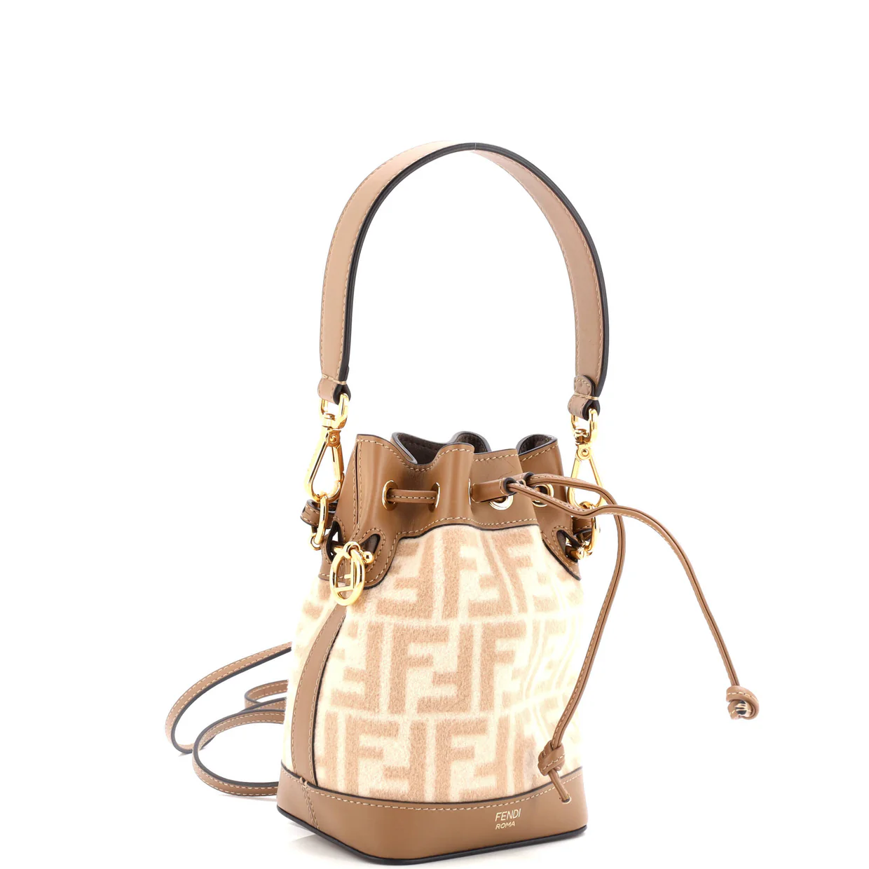 Mon Tresor Bucket Bag Zucca Wool with Leather Mini - Deep Luxury