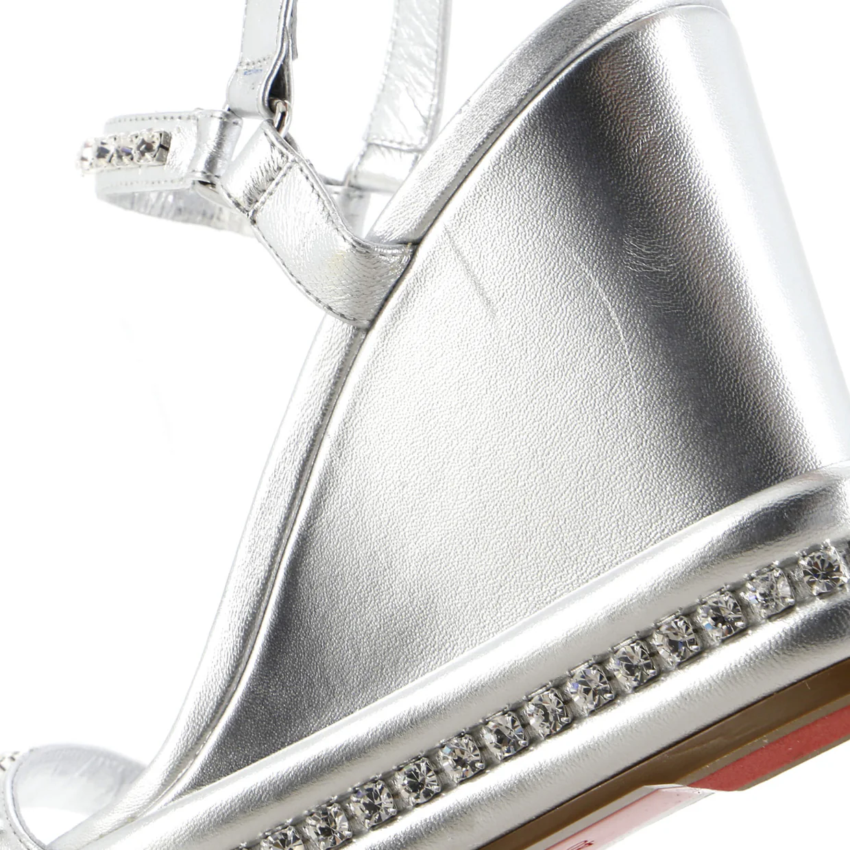 Women's Pyrastrass Wedge Sandals Leather with Crystal Embellished Details 110 - Deep Luxury