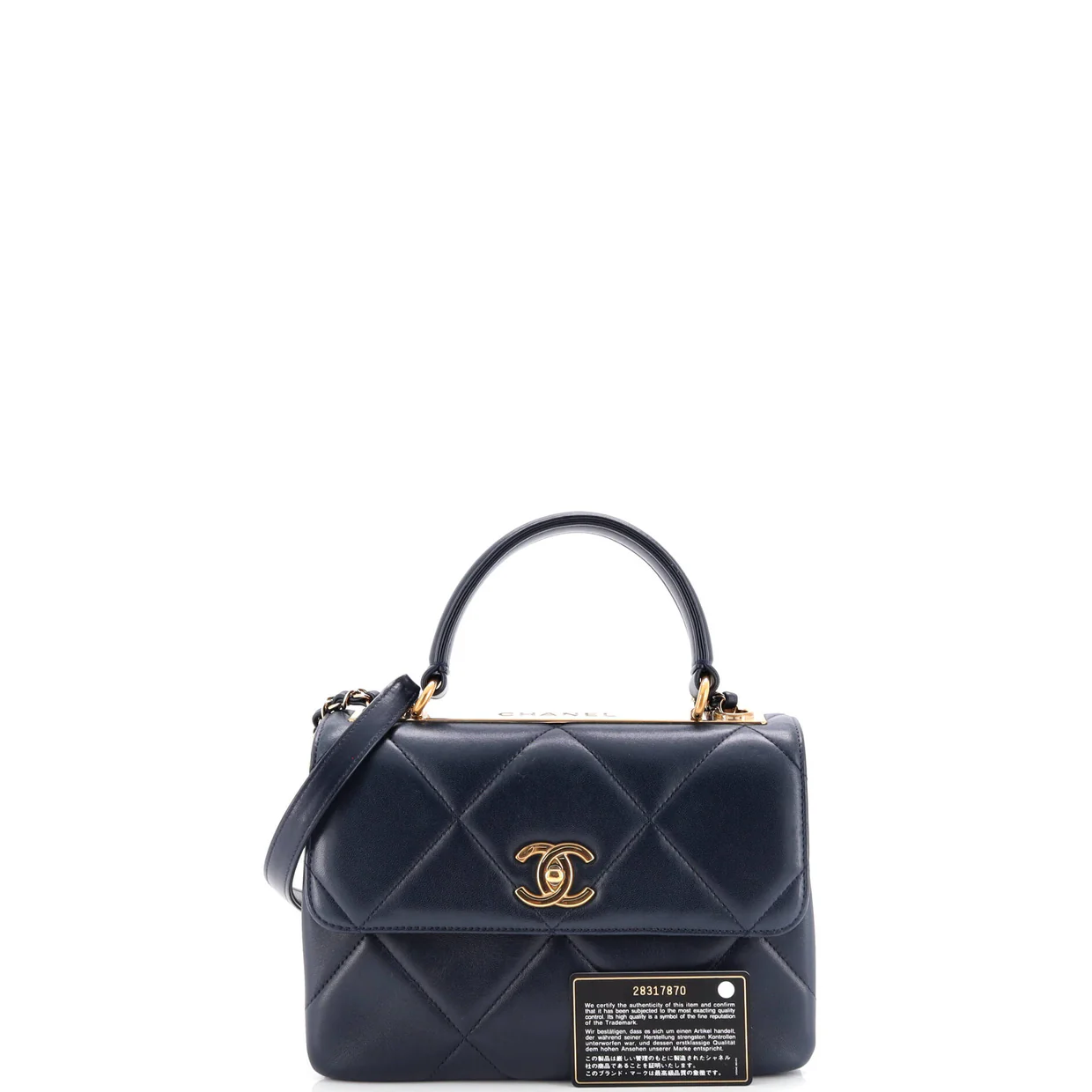 Trendy CC Top Handle Bag Quilted Lambskin Small - Deep Luxury