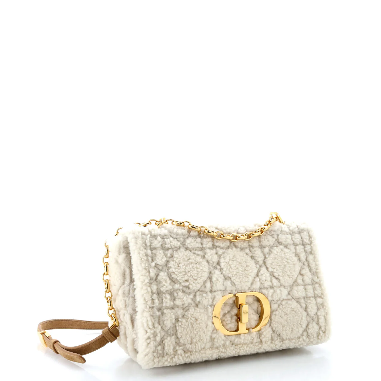 Caro Bag Cannage Quilt Shearling Medium - Deep Luxury