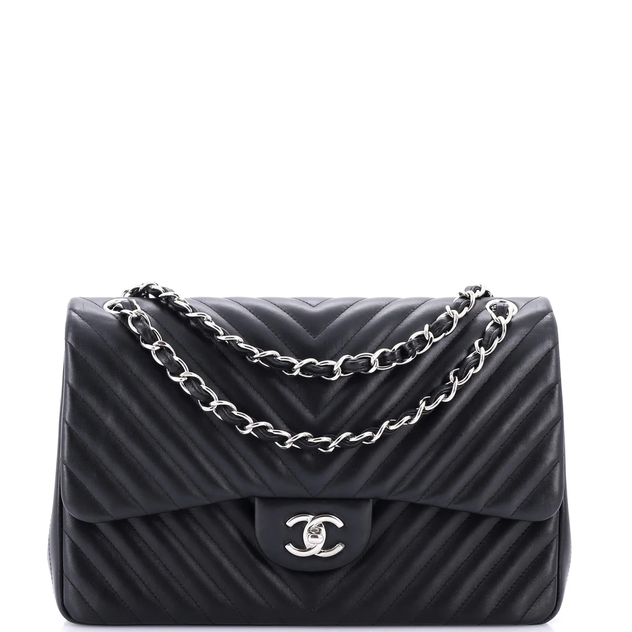 Classic Double Flap Bag Chevron Lambskin Jumbo - Deep Luxury