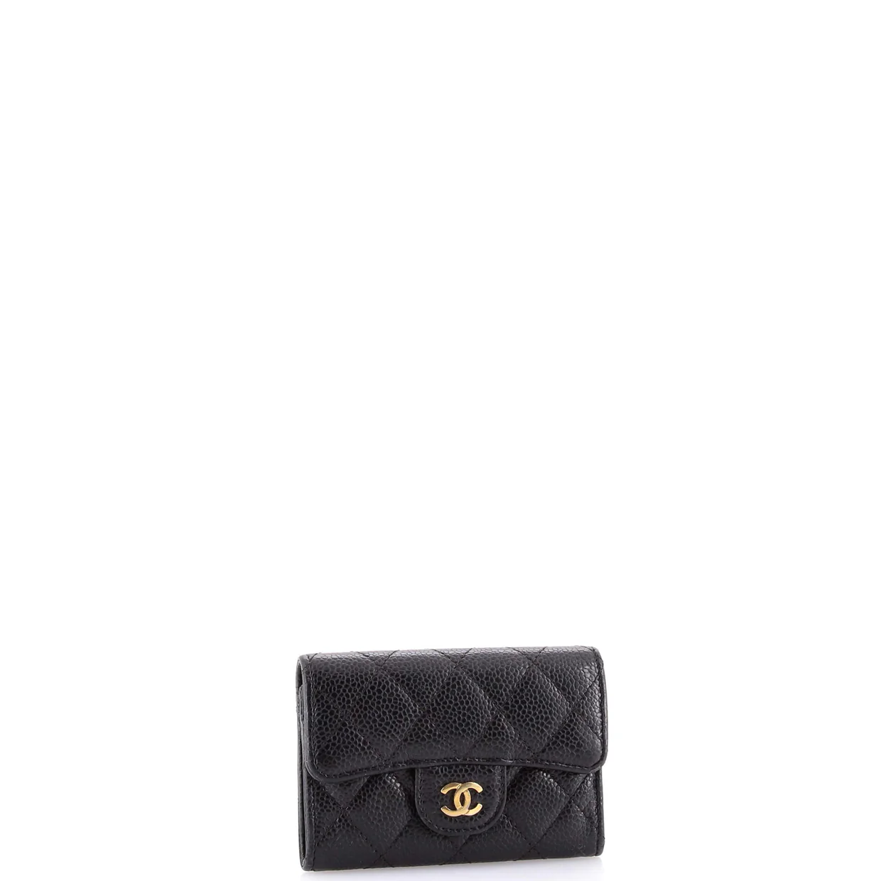 Classic Flap Card Case Quilted Caviar - Deep Luxury