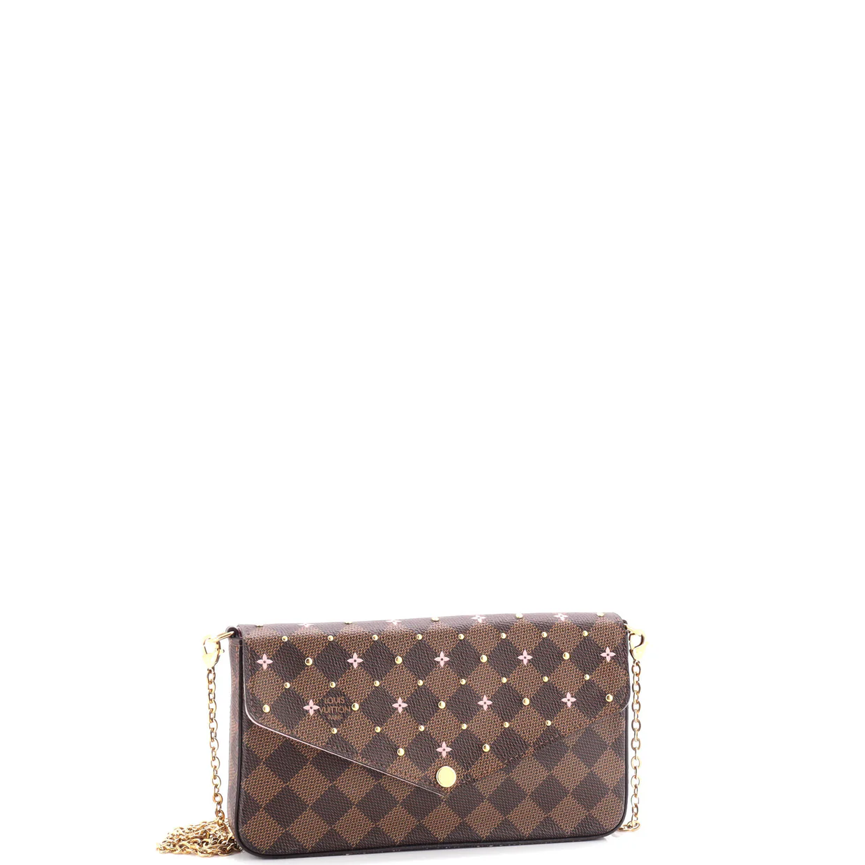 Felicie Pochette Flower Printed Studded Damier - Deep Luxury