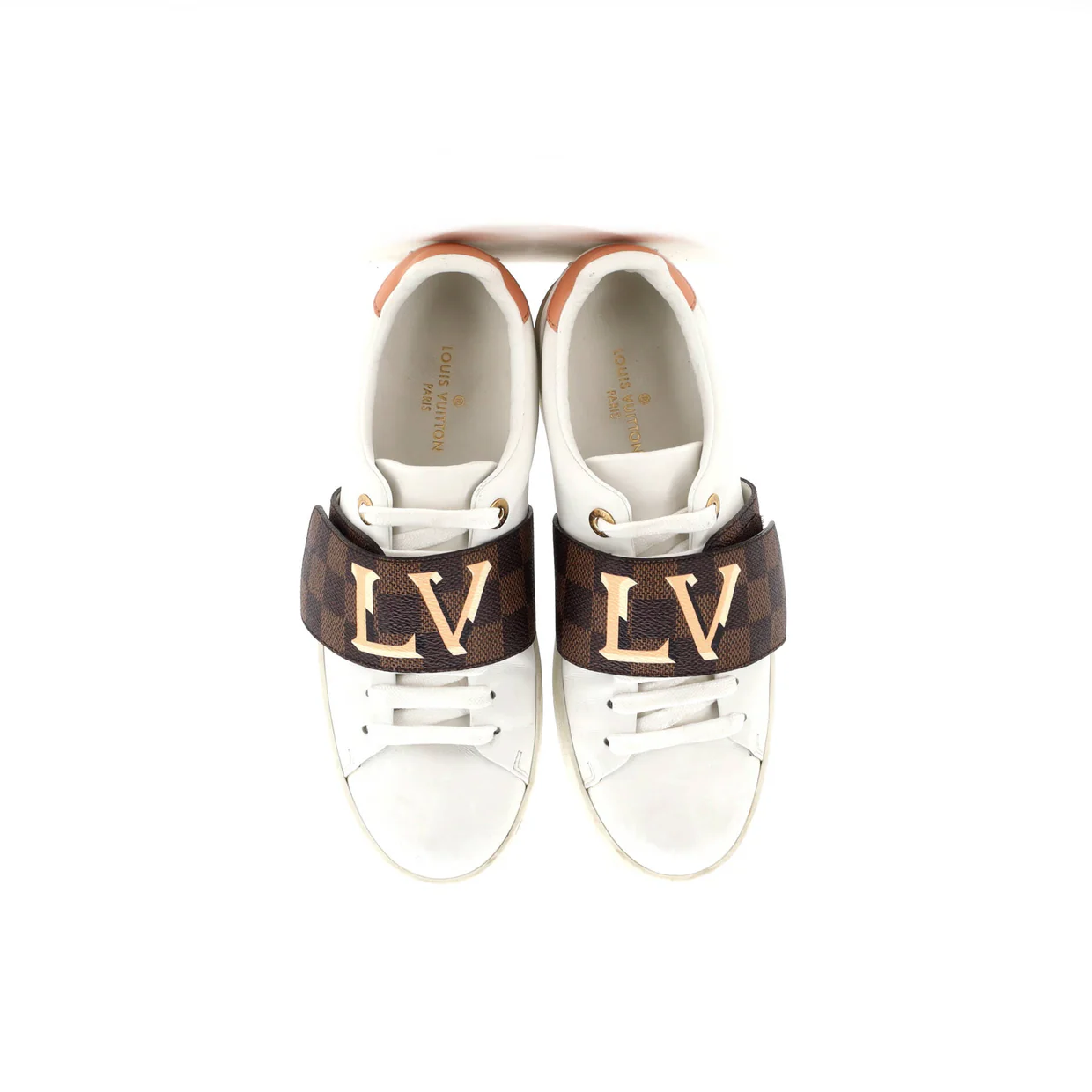 Women's FrontRow Velcro Sneakers Leather with Damier - Deep Luxury