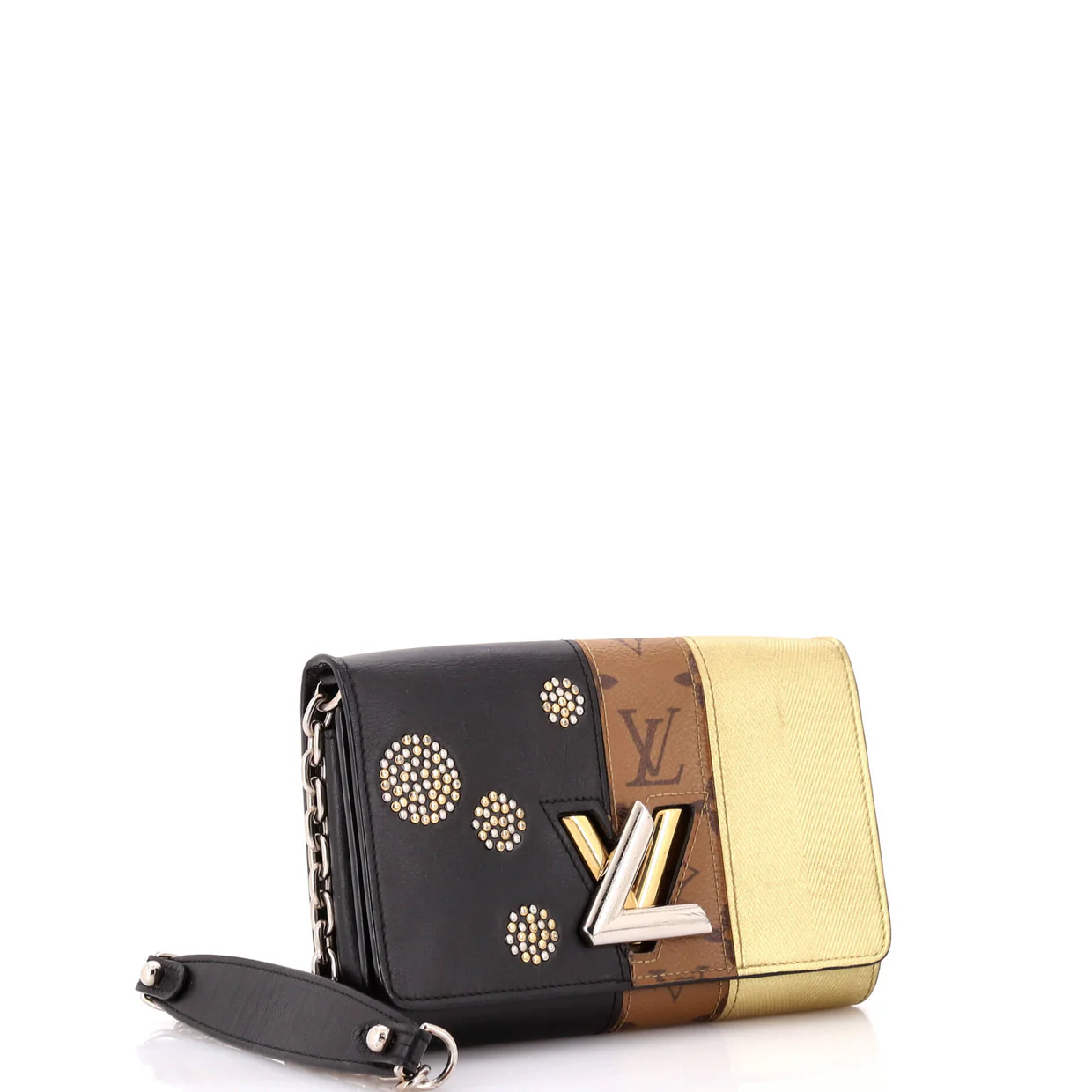 Twist Handbag Limited Edition Studded Reverse Monogram Canvas and Leather MM - Deep Luxury