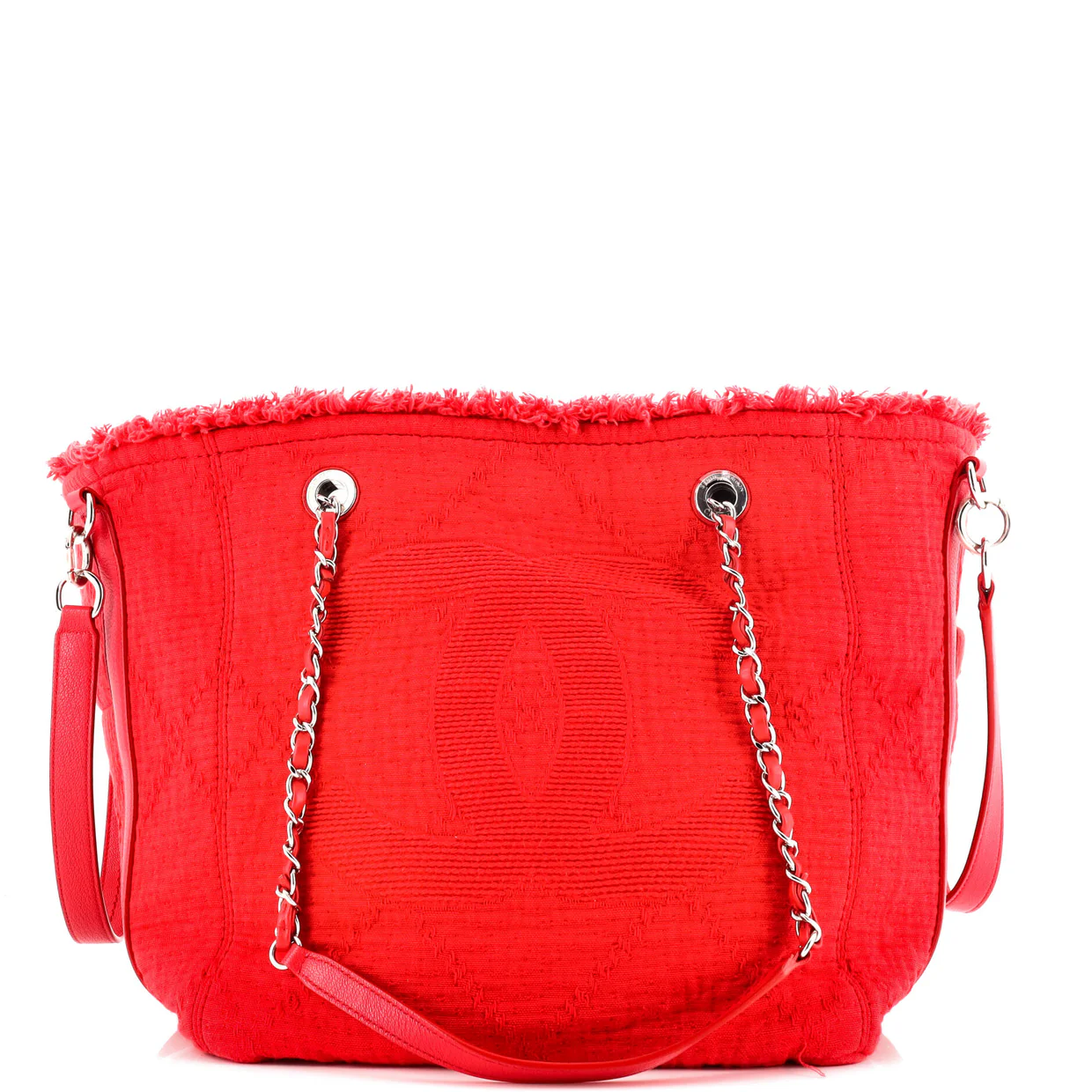 Double Face Deauville Tote Fringe Quilted Canvas Small - Deep Luxury