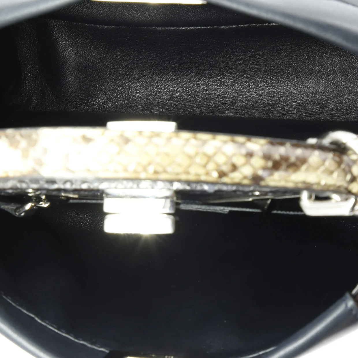 Peekaboo Bag Leather with Python Mini - Deep Luxury