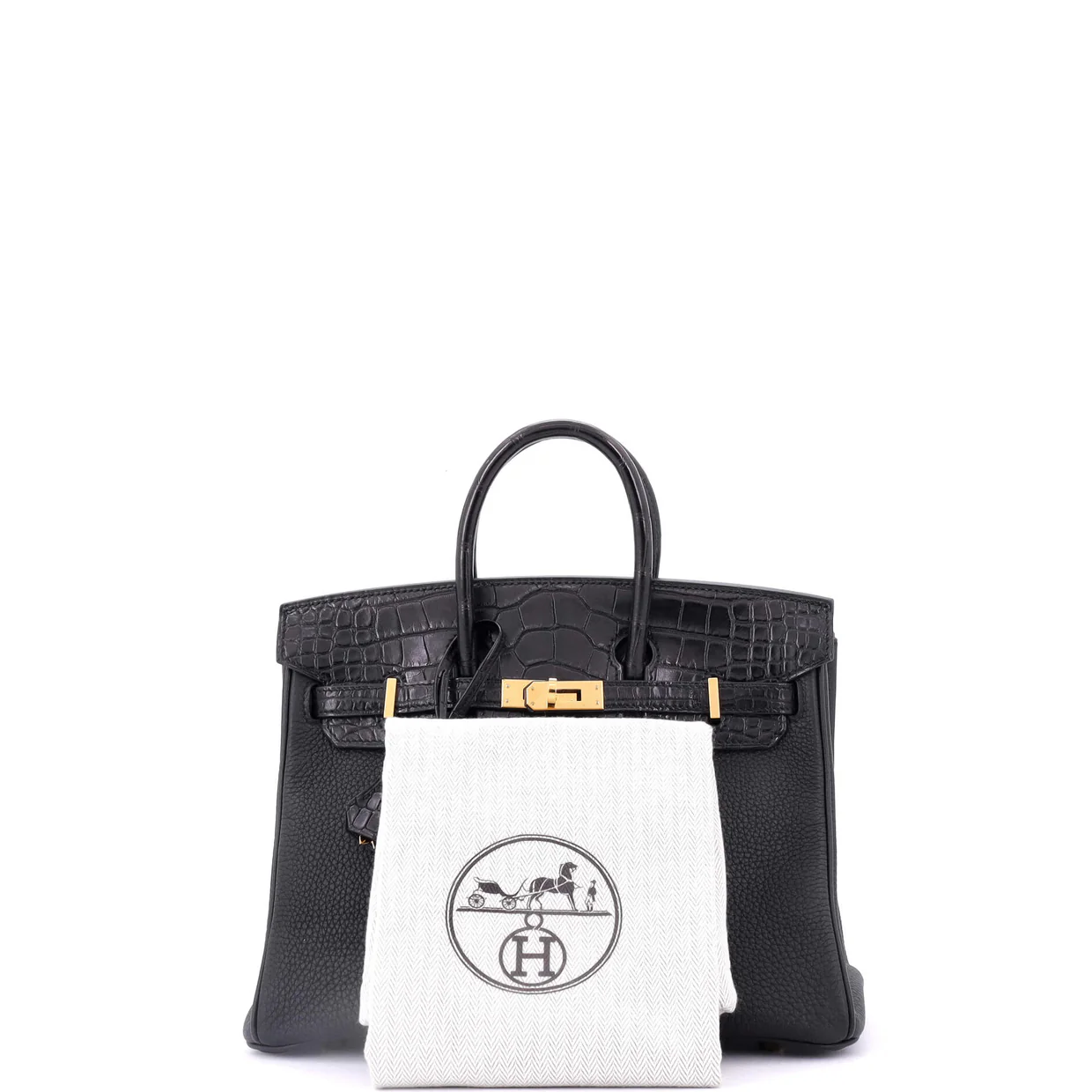 Touch Birkin Bag Noir Togo and Alligator with Gold Hardware 25 - Deep Luxury